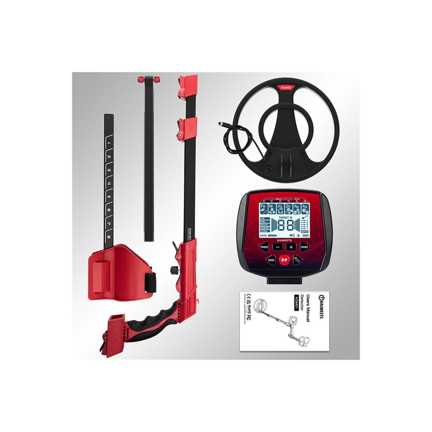 Détecteur de métaux professionnel KAIWEETS KGM01 avec 6 modes de détection haute précision IP68 sensibilité réglable et longueur de tige pour pièces
