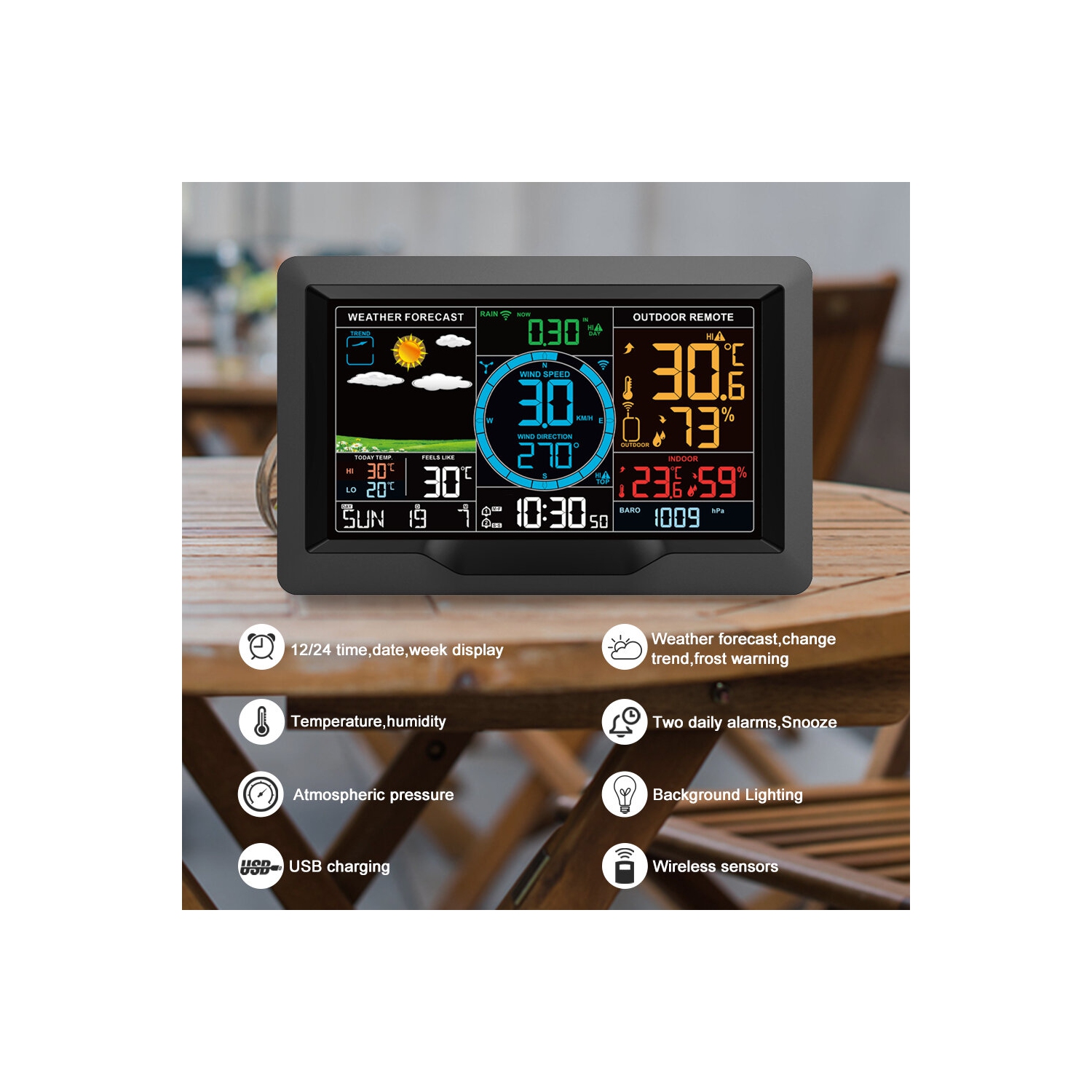 Digital Weather Station with Temperature Humidity Barometric Pressure Wind Speed and Rainfall Measurement Accurate Home Weather Monitoring for Indoor