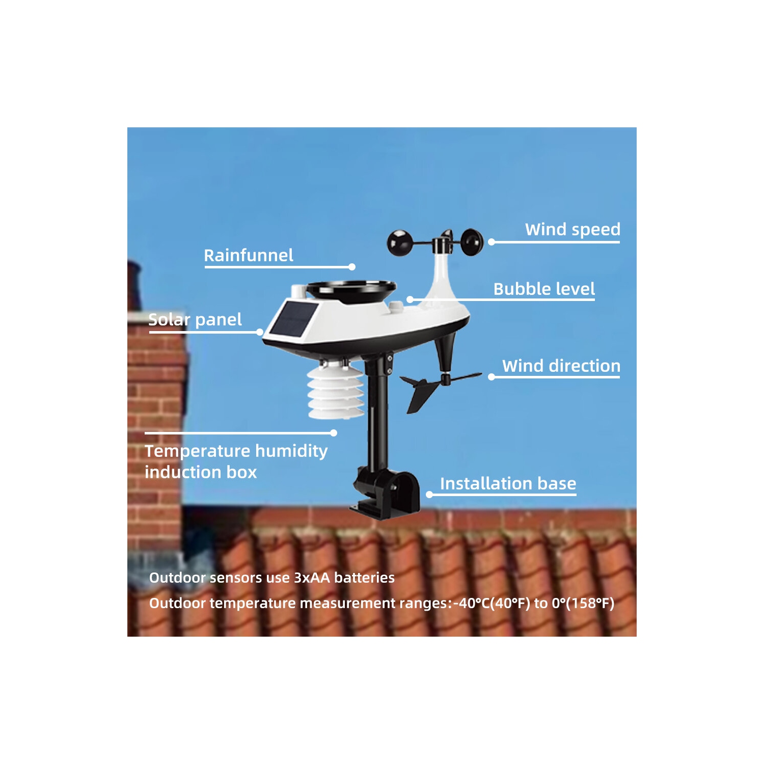 Digital Weather Station with Temperature Humidity Barometric Pressure Wind Speed and Rainfall Measurement Accurate Home Weather Monitoring for Indoor