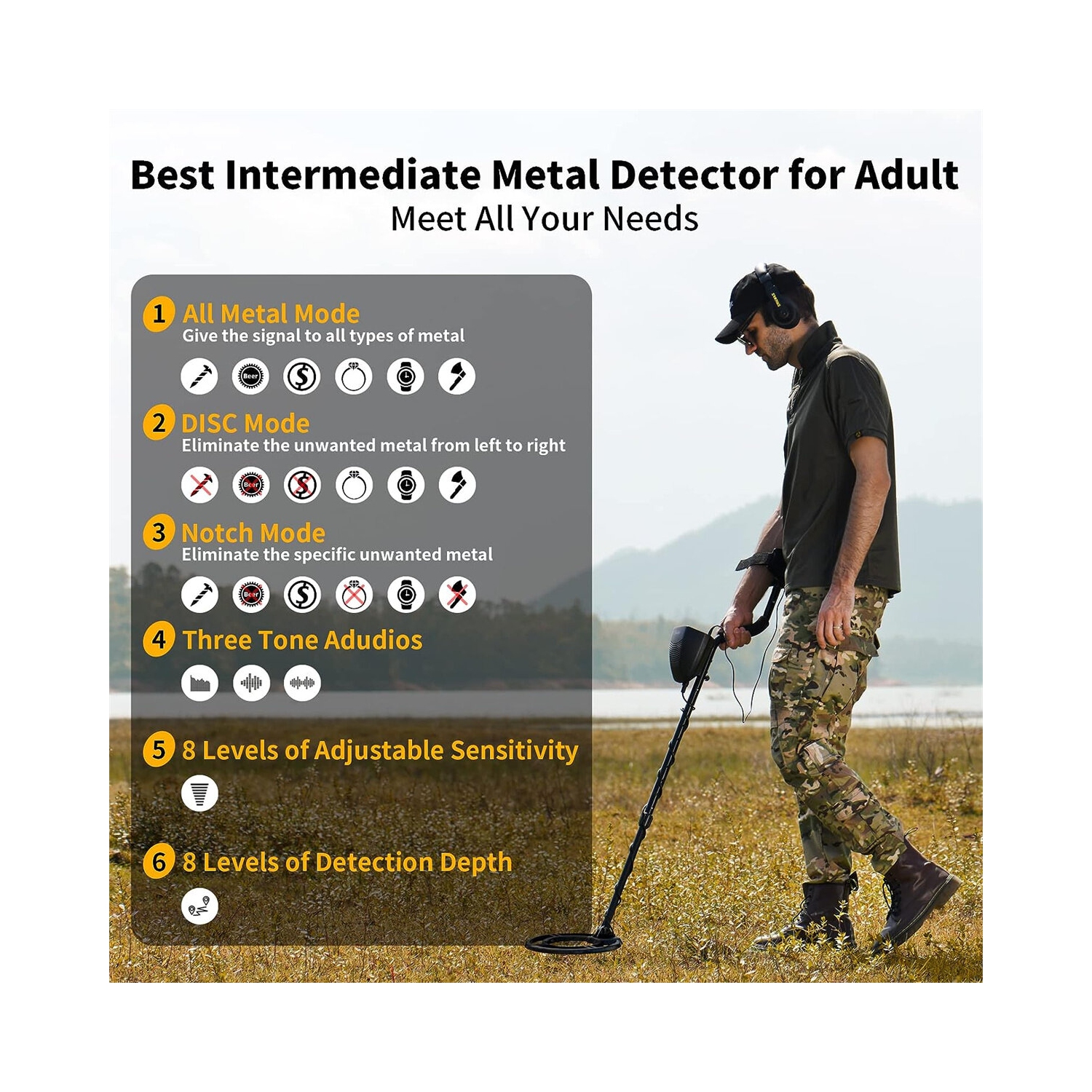 USA Direct Metal Detector étanche Professional Gold Finder avec écran LCD 10" Coil Advanced DSP Chip Deep Detection Treasure Hunter