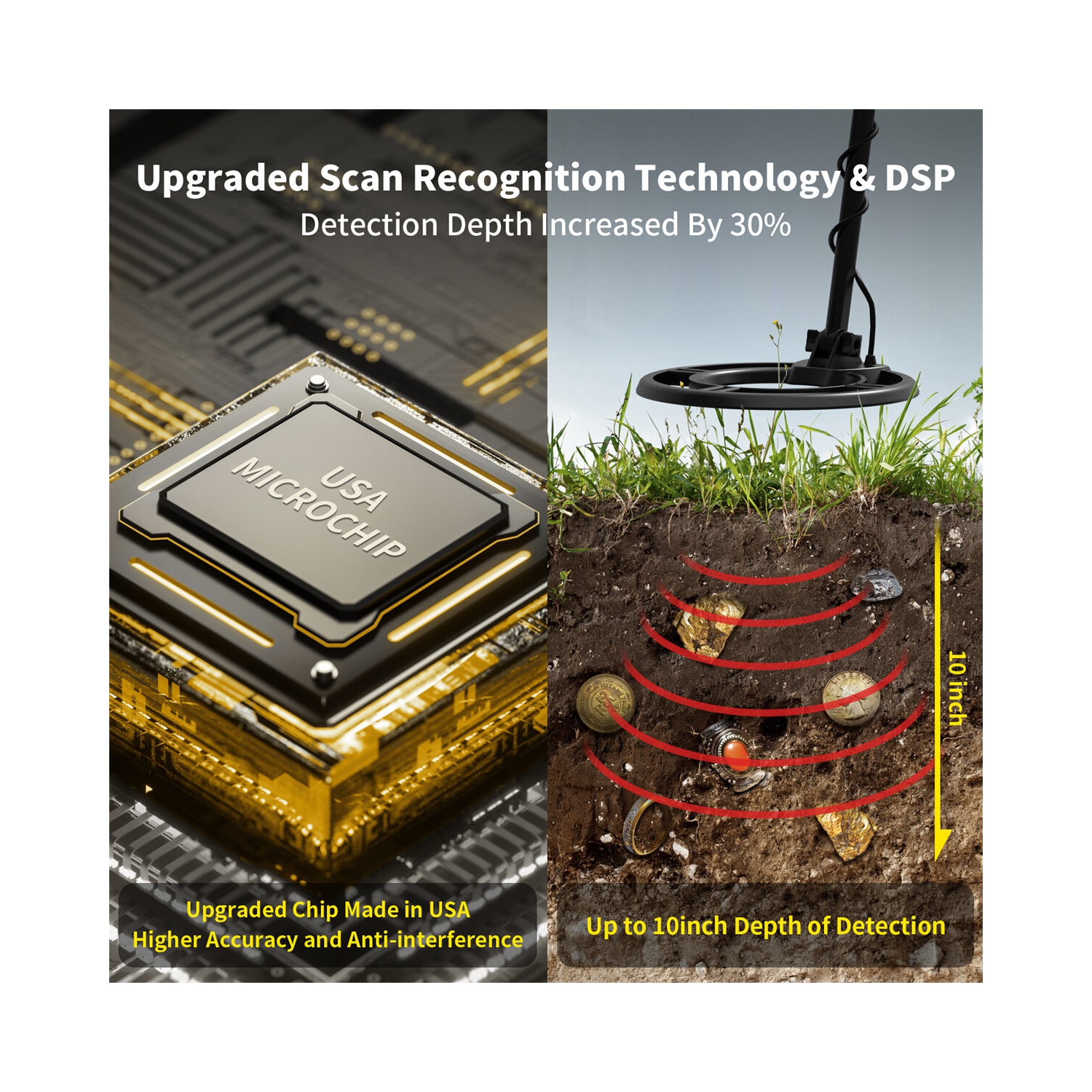 USA Direct Metal Detector étanche Professional Gold Finder avec écran LCD 10" Coil Advanced DSP Chip Deep Detection Treasure Hunter