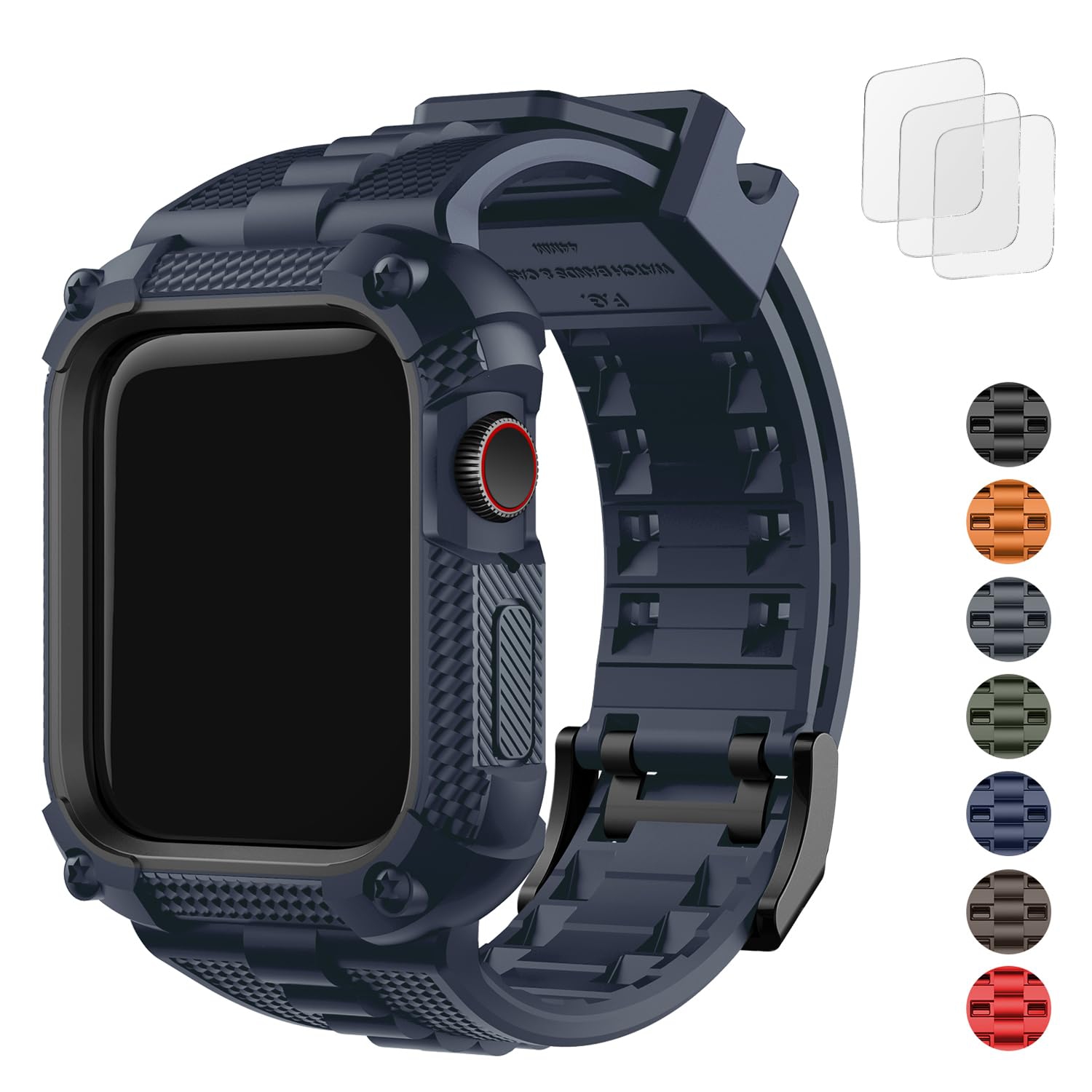 Apple Watch Band 44mm for Men Women, Rugged Strap with Coque for iWatch band 44mm Series 6/5/4/SE/SE2, 44mm Blue