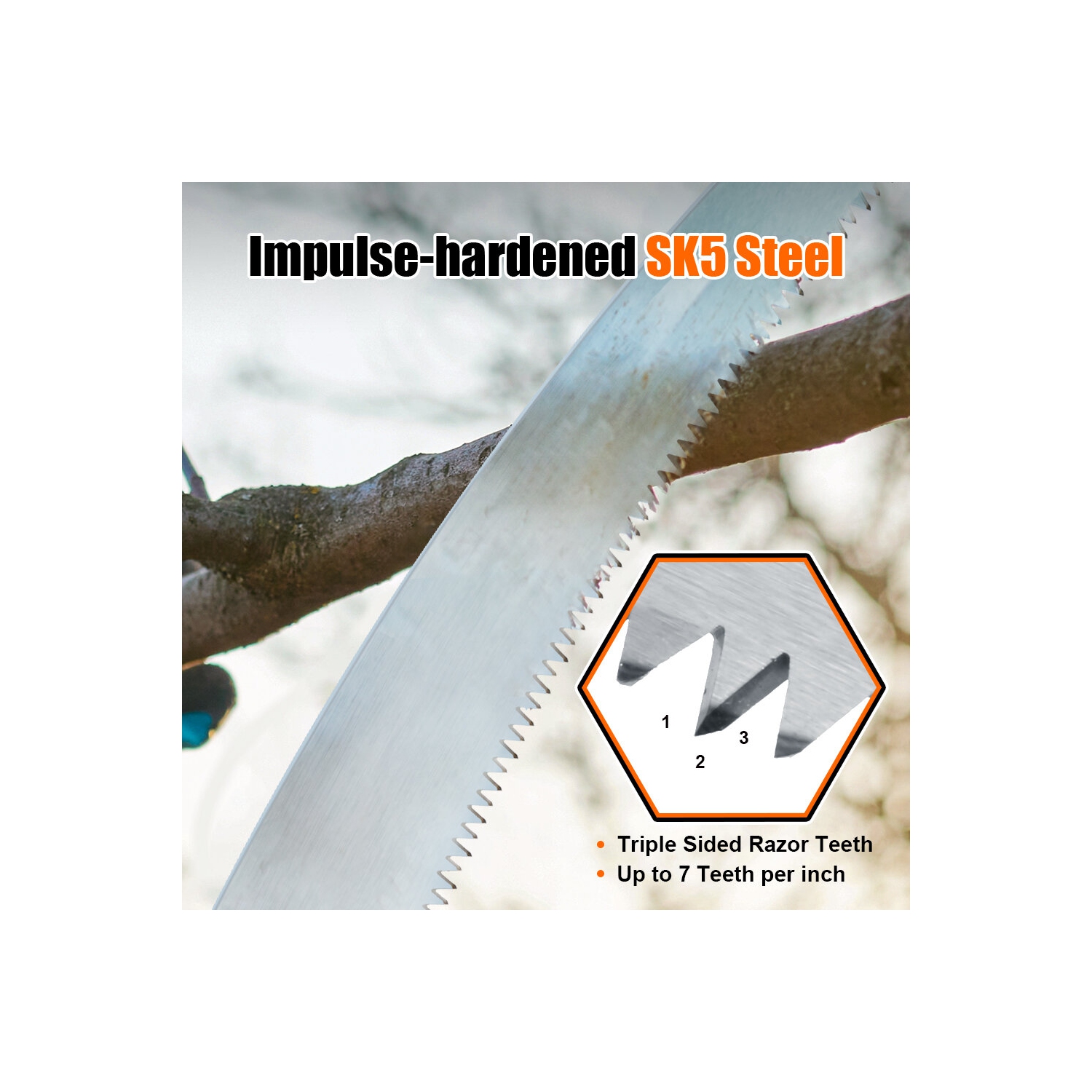 TOPSHAK TS-DS4 350mm SK5 Steel Sharp Blade 3 Sided Razor Teeth Curved Saw for Woodworking Maintenance Tool