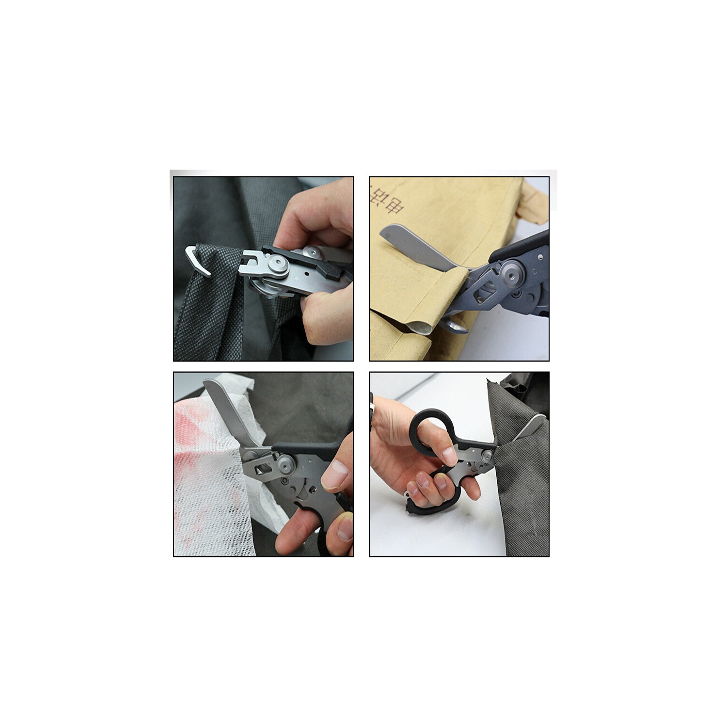 Ciseaux multifonctions 6 en 1 à réponse d'urgence avec coupe-sangle et verre noir avec étui de ceinture compatible molle