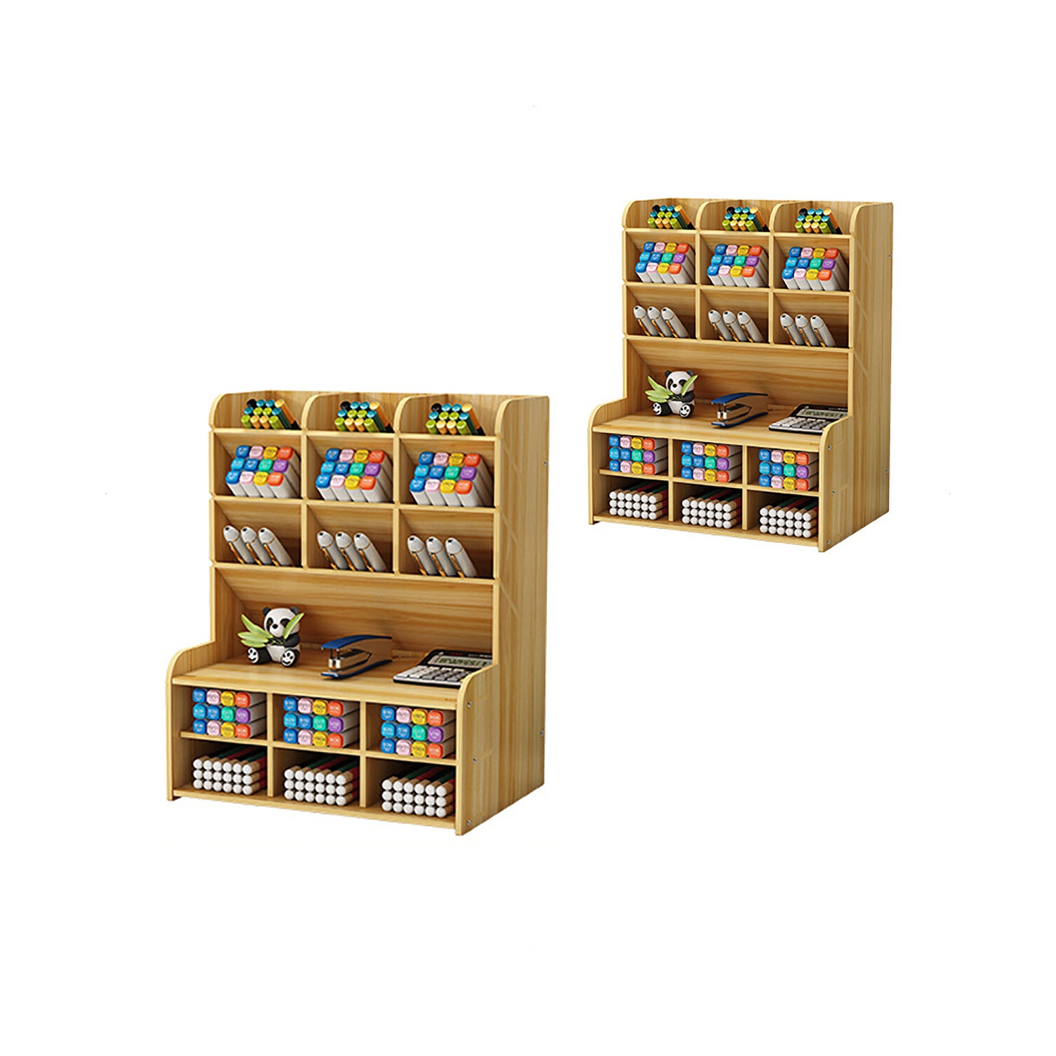 Pen Holder Storage Box Wood Pencil DIY Desktop Container Studentsk Case Rack