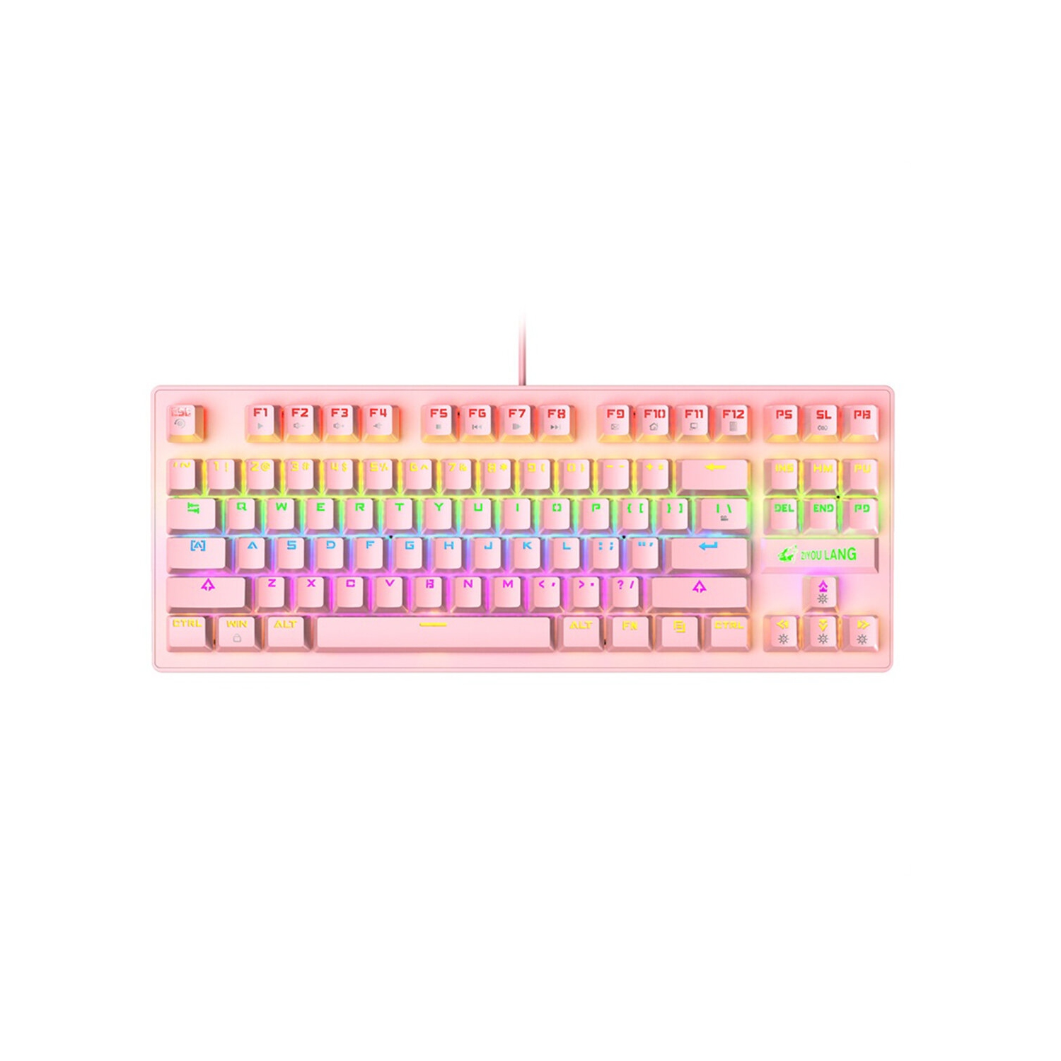 ZIYOULANG K2 87 Keys Mechanical Keyboard Wired Rainbow Backlight Blue Switch Gaming Keyboard for Laptop Computer PC Gamer