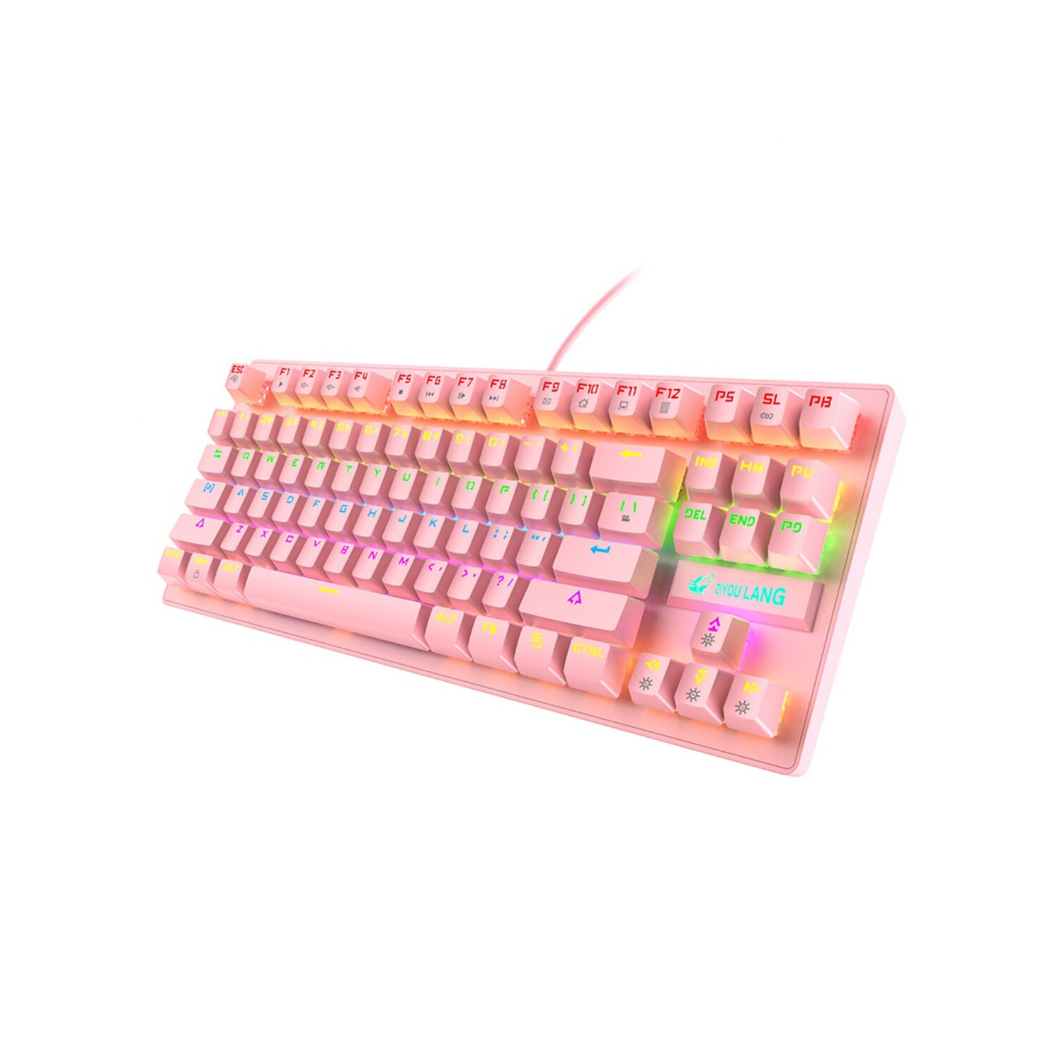 ZIYOULANG K2 87 Keys Mechanical Keyboard Wired Rainbow Backlight Blue Switch Gaming Keyboard for Laptop Computer PC Gamer