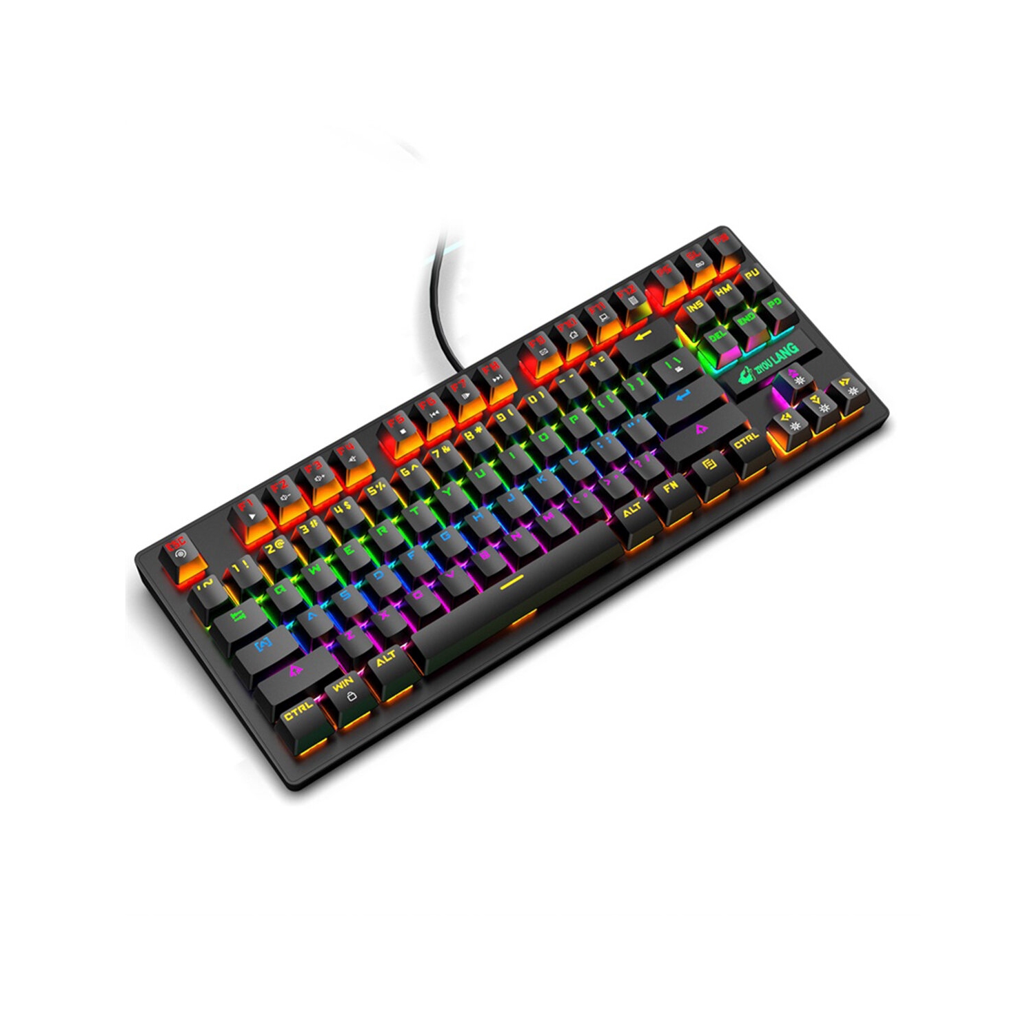 ZIYOULANG K2 87 Keys Mechanical Keyboard Wired Rainbow Backlight Blue Switch Gaming Keyboard for Laptop Computer PC Gamer