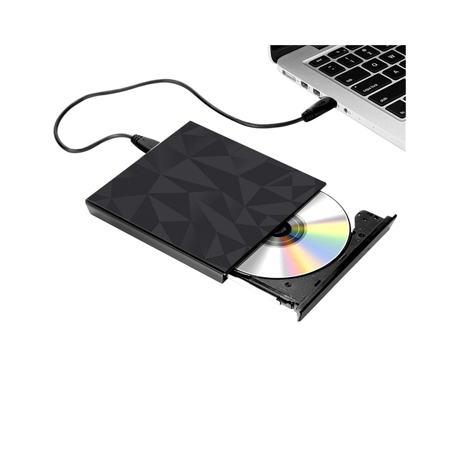 Mechzone Portable USB3.0 Type-C Optical Drives Black Tray Type External DVD-RW Max.24X High-speed Data Transmission for Win XP Win 7 Win 8 Win 10 Mac