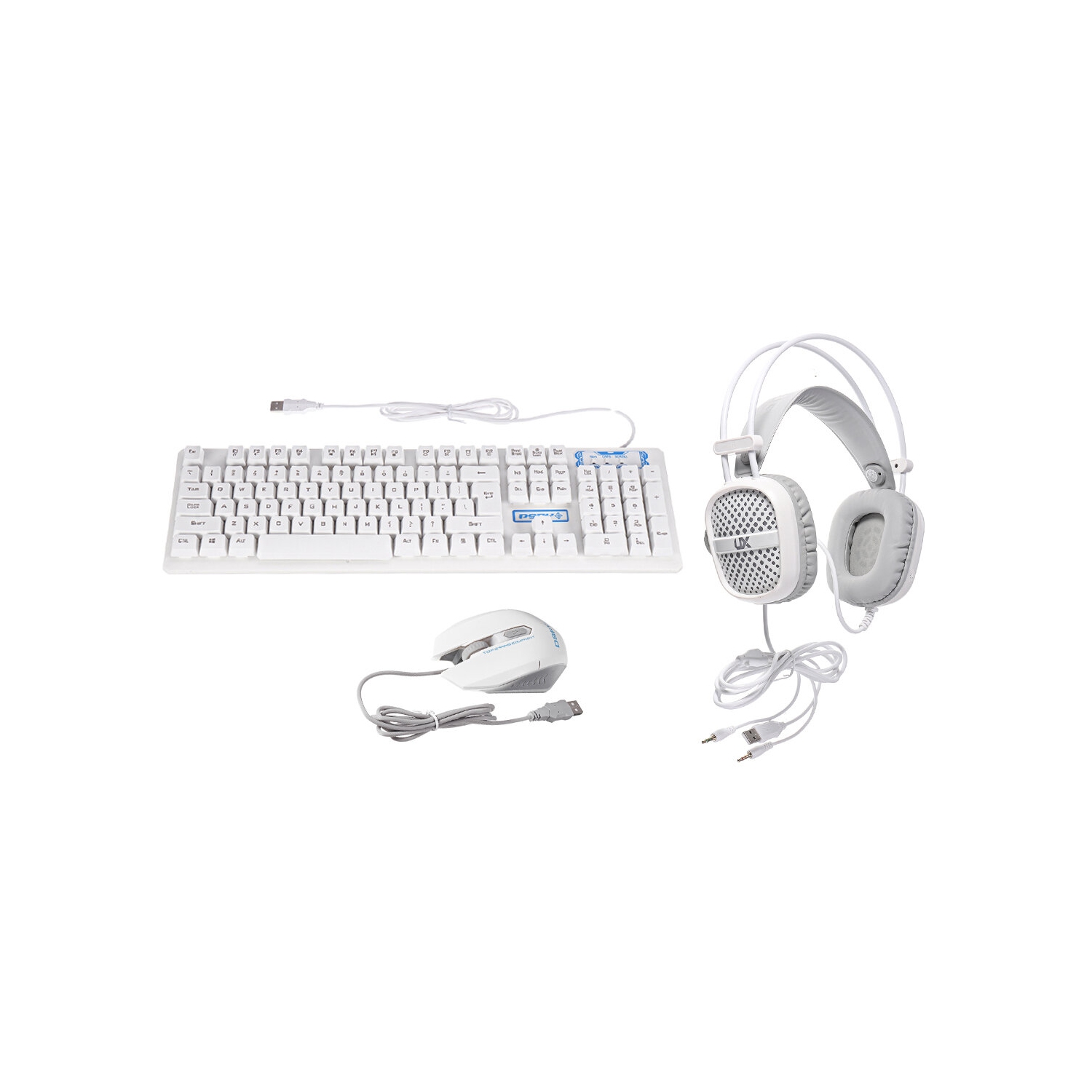 Clavier 3-en-1 USB avec fil Souris 1600 ppp Casque d'écoute coloré Set Gaming Backlight clavier mécanique étanche pour ordinateur portable de