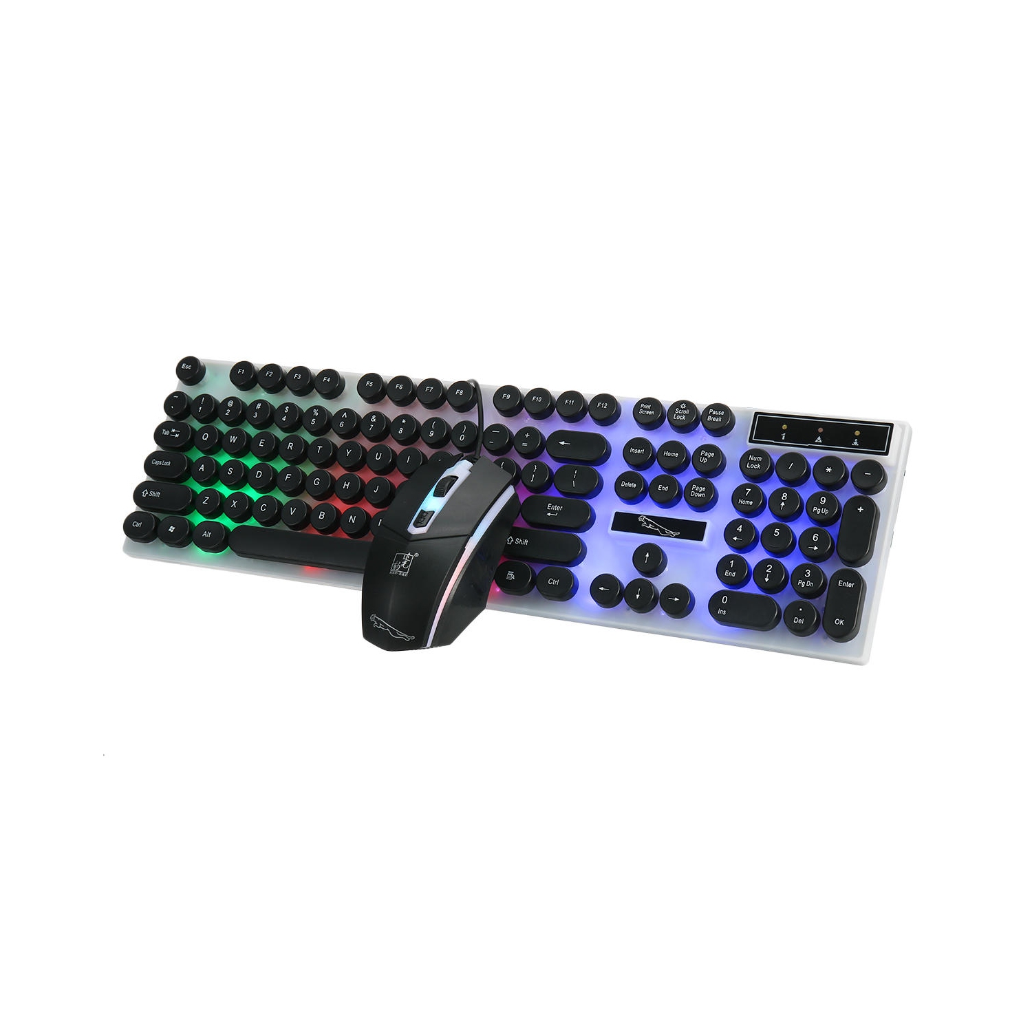 Clavier de jeu USB avec fil et souris de jeu à rétroéclairage coloré de 104 touches pour ordinateur portatif