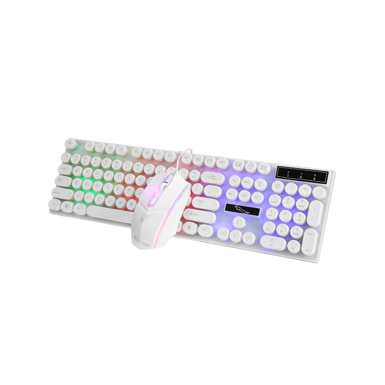 Clavier de jeu USB avec fil et souris de jeu à rétroéclairage coloré de 104 touches pour ordinateur portatif