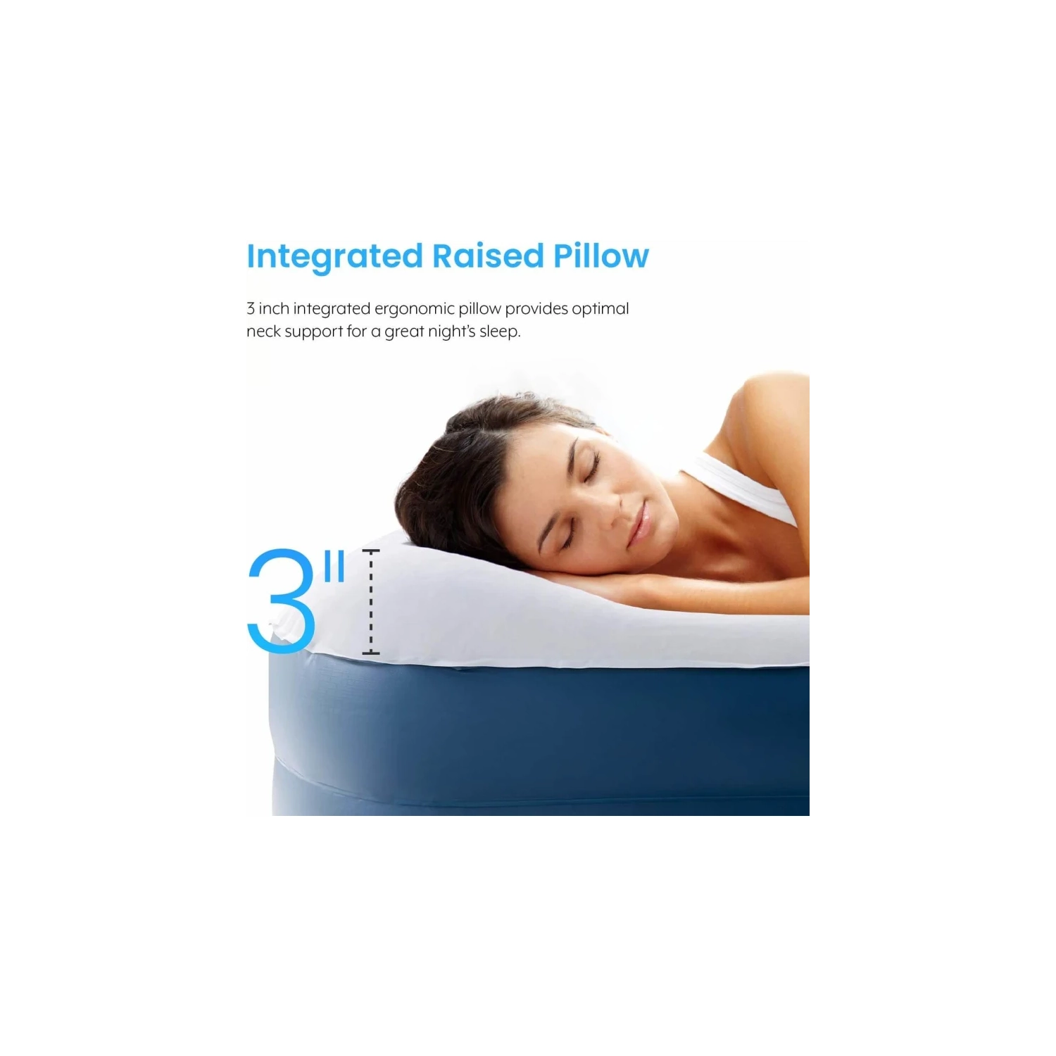 Matelas pneumatique de qualité supérieure pour grand lit - lit double surélevé avec pompe intégrée, oreiller surélevé, technologie de ressorts