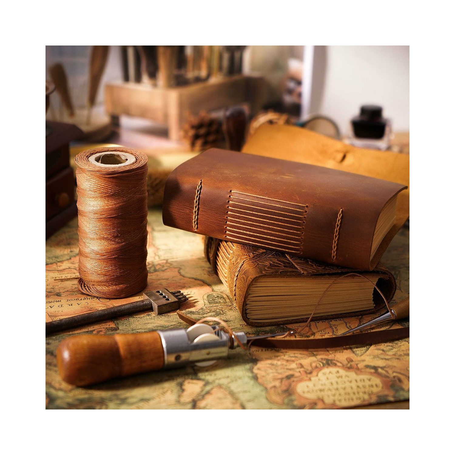 Thick Genuine Leather Journal Book 400 Pages Blank Paper Notebook Kraft Notepad Gift School Office Supplies 165mm*115mm*40mm