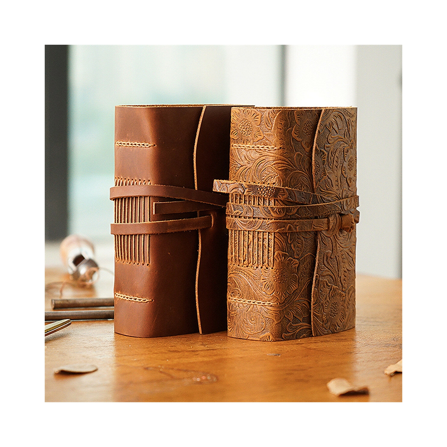Thick Genuine Leather Journal Book 400 Pages Blank Paper Notebook Kraft Notepad Gift School Office Supplies 165mm*115mm*40mm