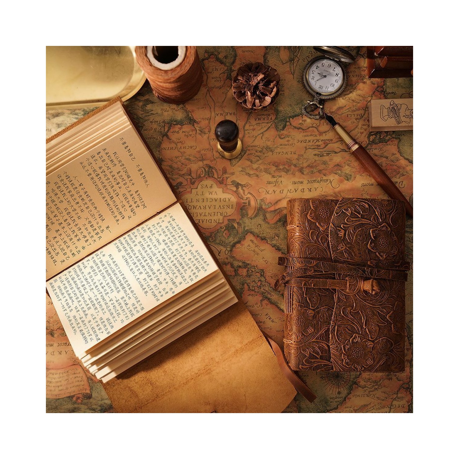 Thick Genuine Leather Journal Book 400 Pages Blank Paper Notebook Kraft Notepad Gift School Office Supplies 165mm*115mm*40mm