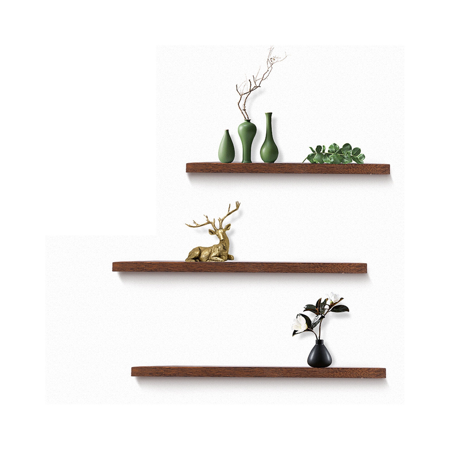 3Pcs Wall Racks Mounted Floating Shelf Wood Storage Rack Decoration Display Stand for Home Office Living Room Kitchen