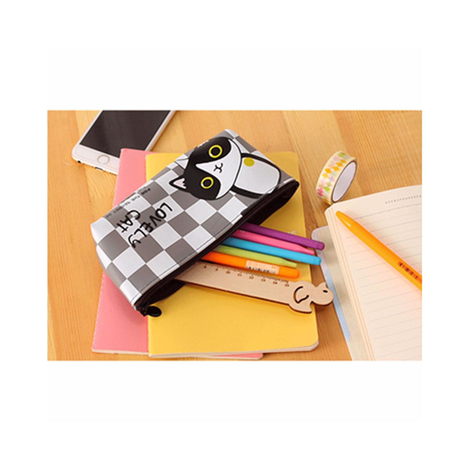 Cute Cartoon Cat Pencil Case Box Pens Storage Bag Pouch Stationary Makeup Bag