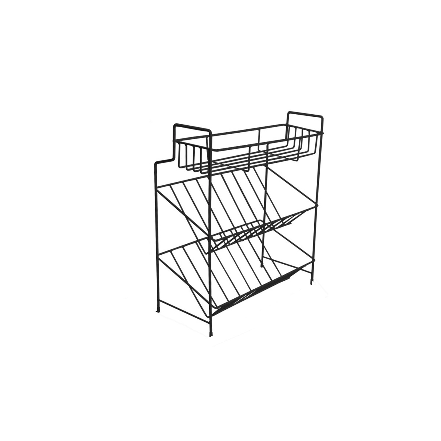 2/3 Layers Shelf Kitchen Utensils Storage Iron Spice Rack Storage Stand Home Organizer Kitchen Shelf-Black