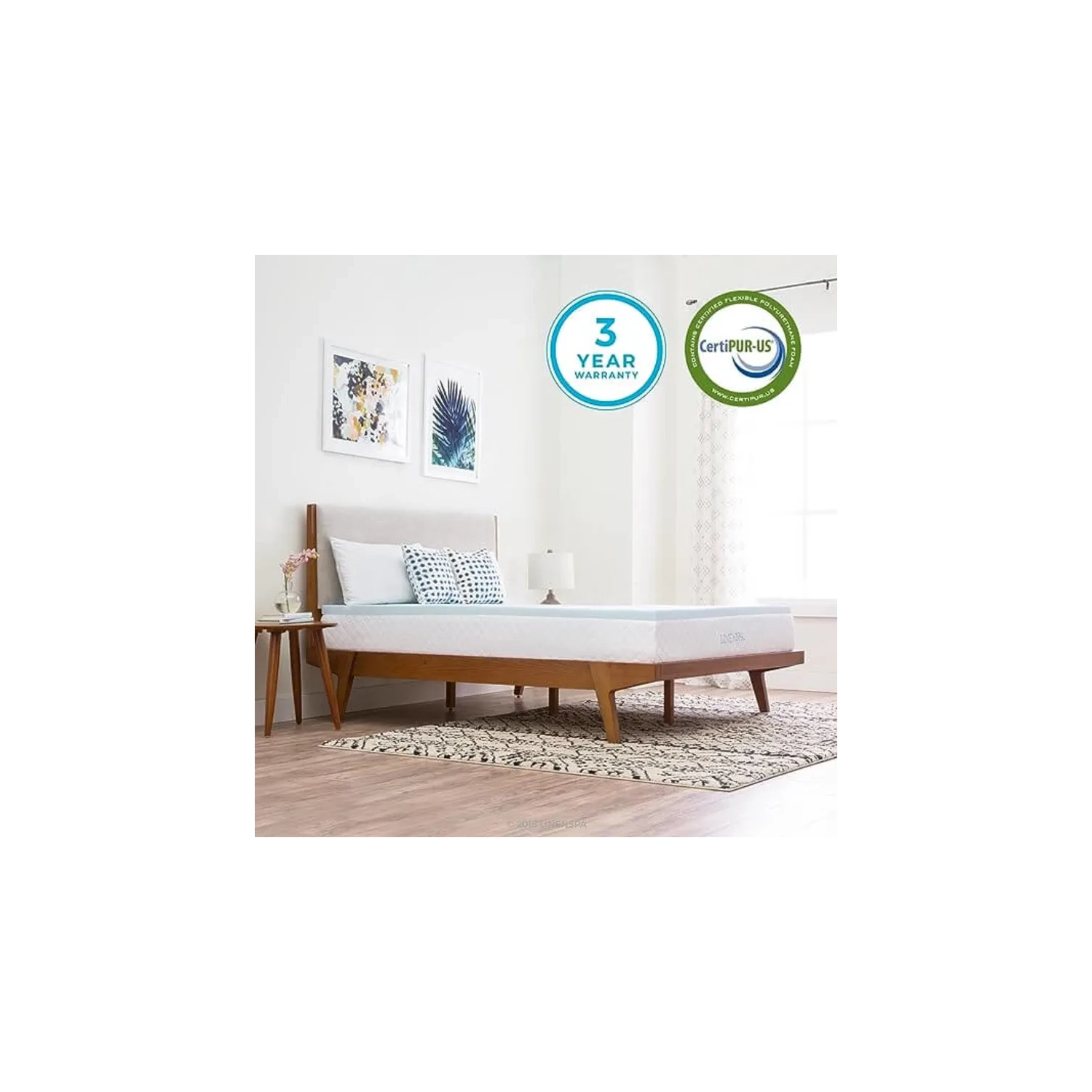 Surmatelas en mousse à mémoire infusée de gel de 2 po - lit double, certifié CertiPUR-US