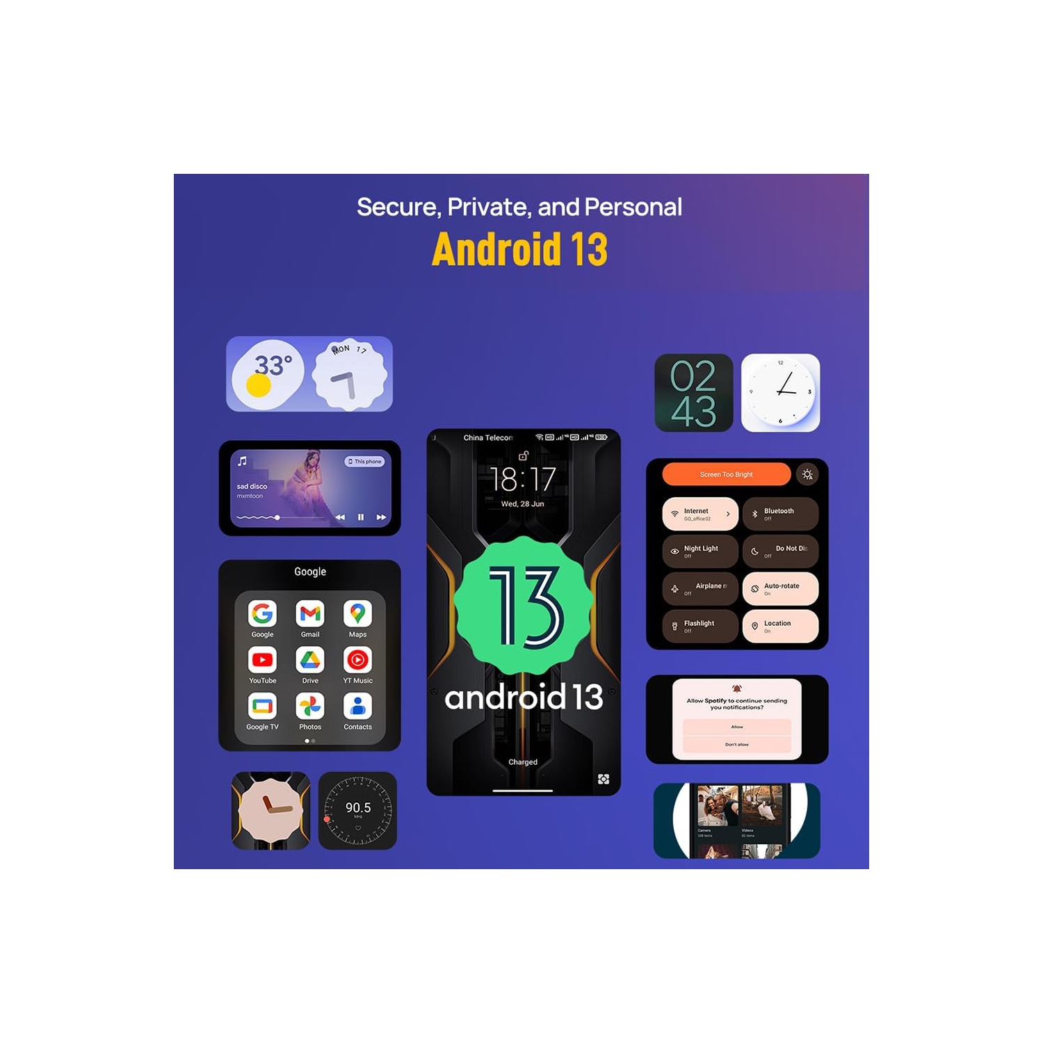 Ulefone Armor X12 Pro Rugged Smartphone Unlocked, MTK Helio G36 4GB+ 4GB Virtual RAM+64GB Android 13 Cell Phone, 13MP+8MP, 5.45" HD+, 4860mAh, Dual