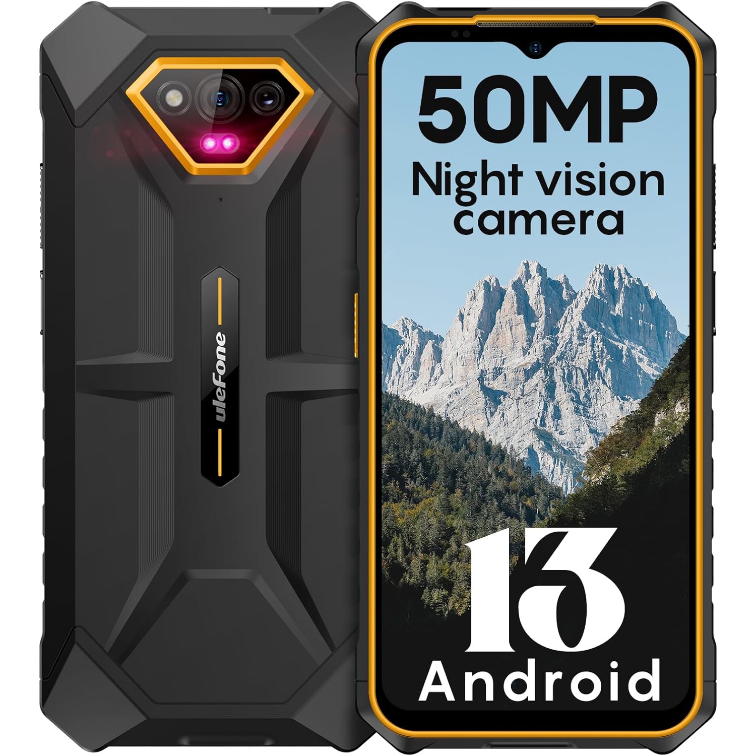 Ulefone Armor X13 Rugged Phone, 6GB RAM+6GB virtual RAM / 64GB, 50MP Rear Camera, 24MP Night Vision Camera, 6.52” Screen, 6320mAh, NFC, GPS, Dual 4G Unlocked Phones