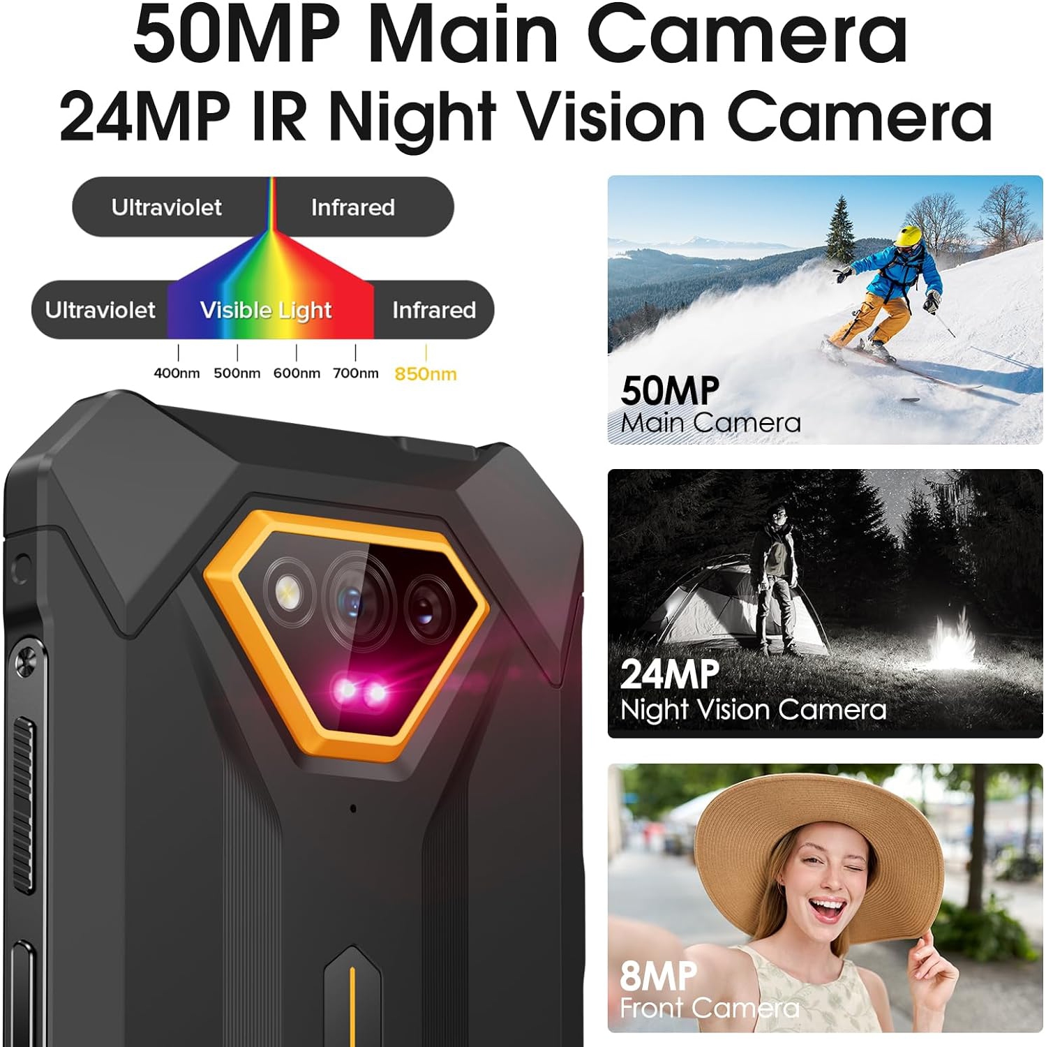 Ulefone Armor X13 Rugged Phone, 6GB RAM+6GB virtual RAM / 64GB, 50MP Rear Camera, 24MP Night Vision Camera, 6.52” Screen, 6320mAh, NFC, GPS, Dual 4G