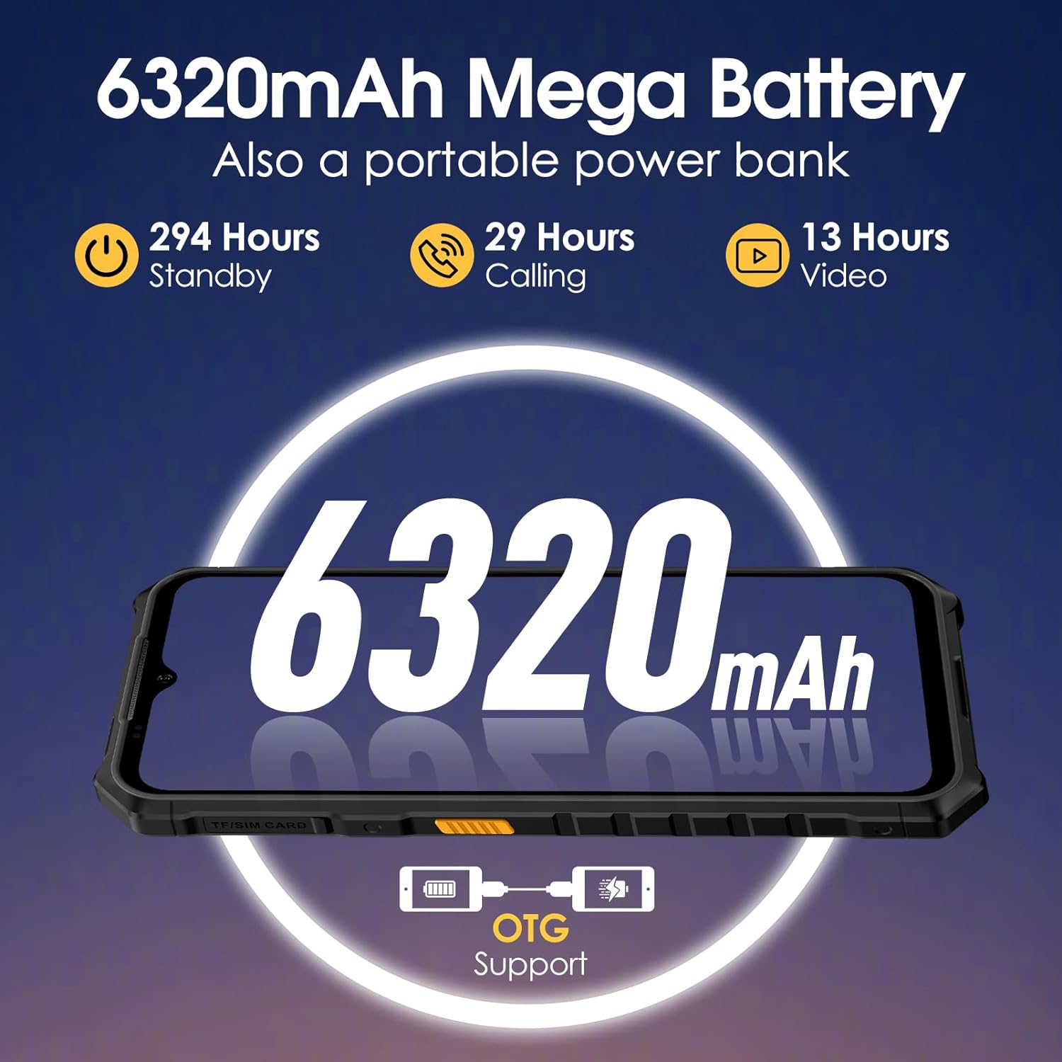 Ulefone Armor X13 Rugged Phone, 6GB RAM+6GB virtual RAM / 64GB, 50MP Rear Camera, 24MP Night Vision Camera, 6.52” Screen, 6320mAh, NFC, GPS, Dual 4G