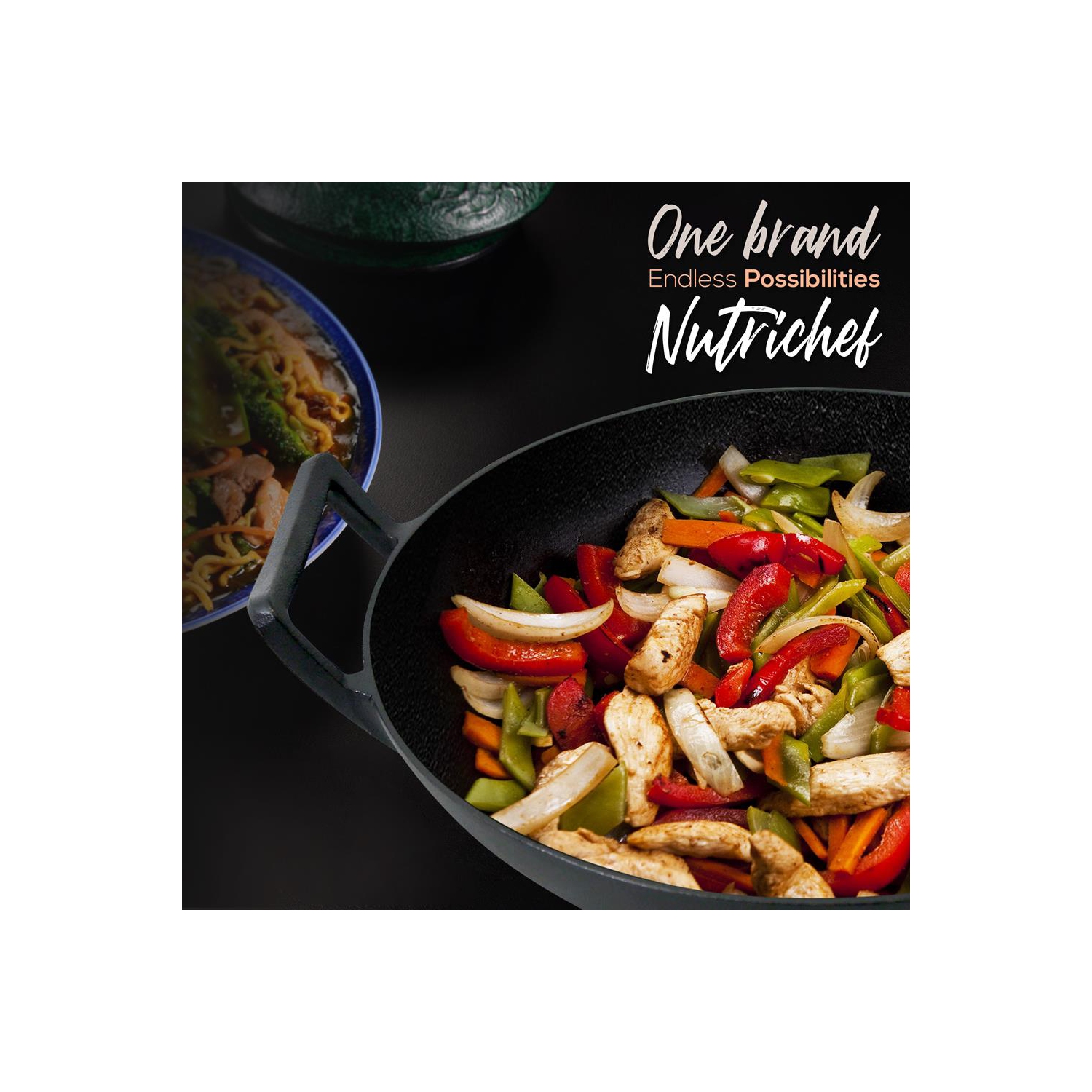 Pre-Seasoned Cast Iron Cooking Wok - Cast Iron Stir Fry Wok with Wooden Lid