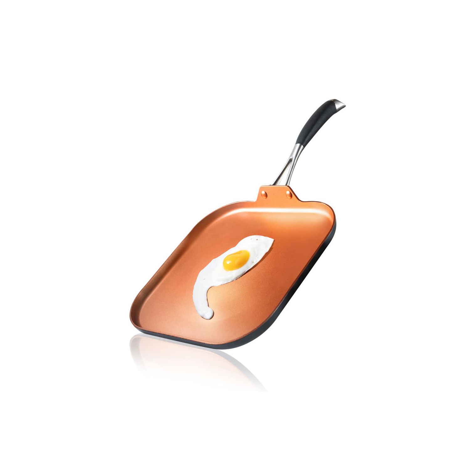 Griddle Pan - 3 Layers Copper Non-Stick Coating Inside, Hard-Anodized Looking Heat Resistant Lacquer Outside