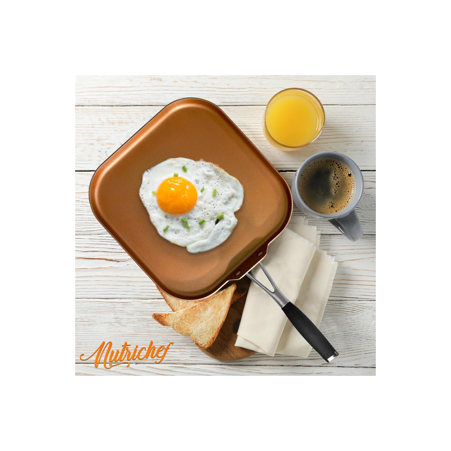 Griddle Pan - 3 Layers Copper Non-Stick Coating Inside, Hard-Anodized Looking Heat Resistant Lacquer Outside