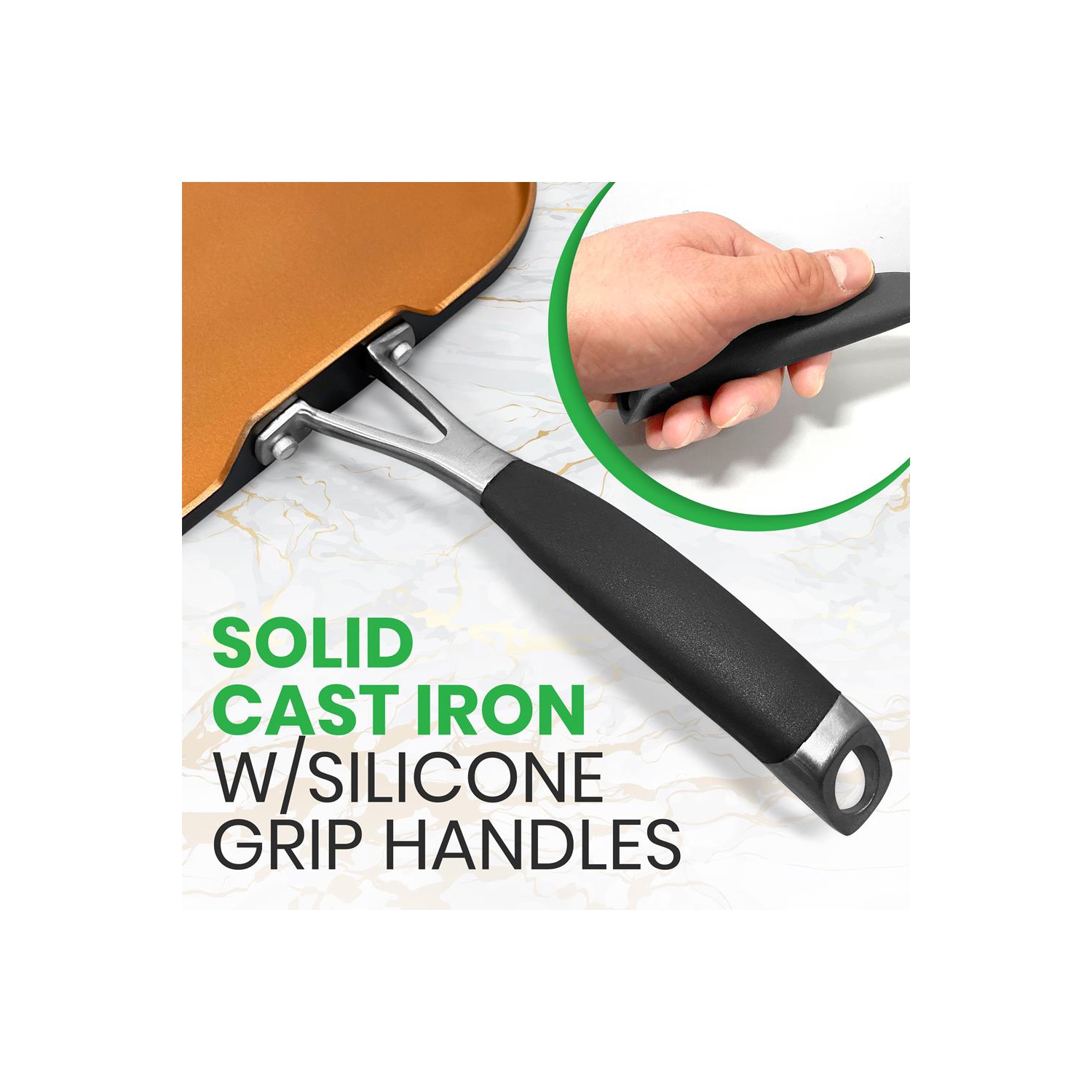 Griddle Pan - 3 Layers Copper Non-Stick Coating Inside, Hard-Anodized Looking Heat Resistant Lacquer Outside