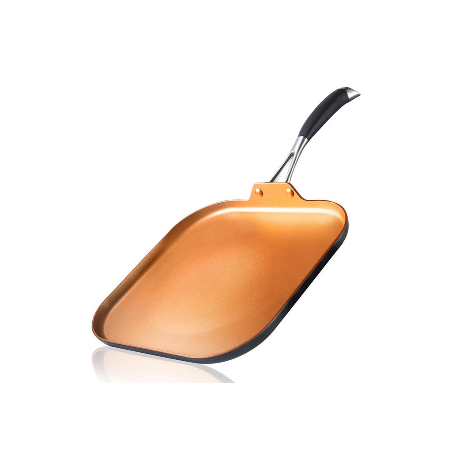 Griddle Pan - 3 Layers Copper Non-Stick Coating Inside, Hard-Anodized Looking Heat Resistant Lacquer Outside