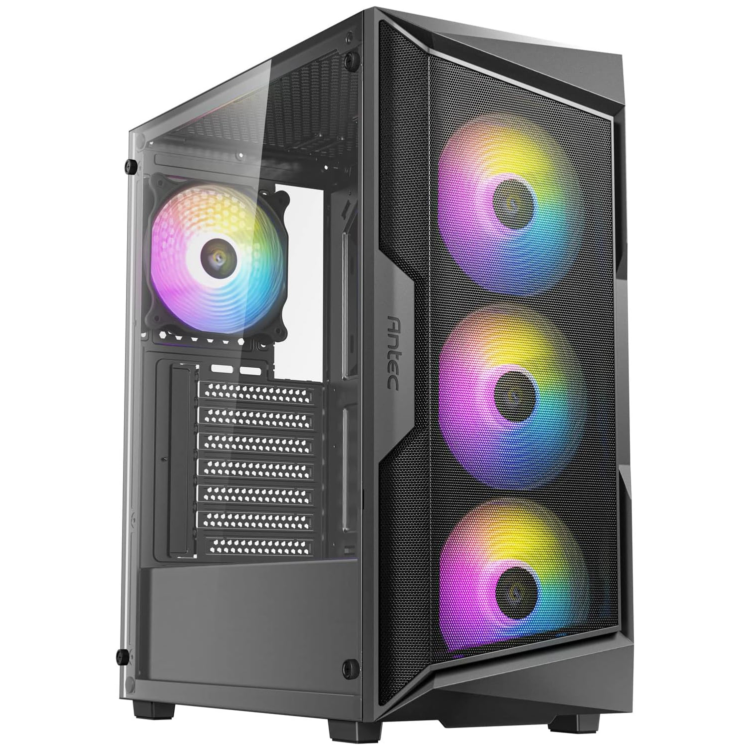 Antec AX Series AX61 Elite, High-Airflow Mesh Front Panel, 4 x 120mm ARGB Fans Included, Tempered Glass Side Panels, Up to 8 Fans, 360mm Radiator
