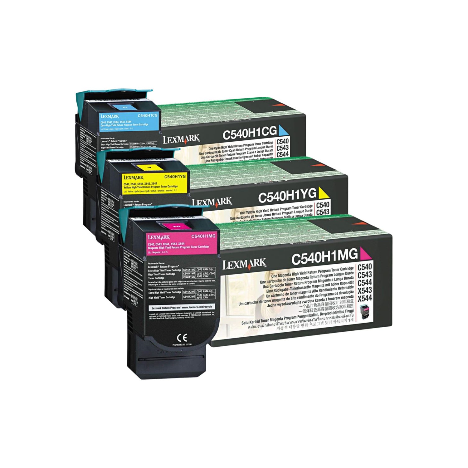 ** 365 DAYS WARRANTY ** Lexmark C540H1CG, C540H1YG, C540H1MG. Original High Yield Toner. 3 Colors Set For: C540 to X548. By AZX-DEALS CANADA **Extra