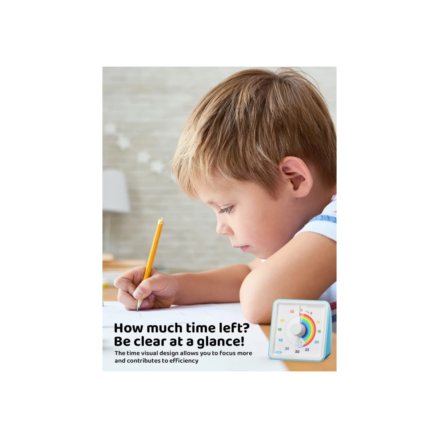 Minuterie visuelle bleue : Horloge de compte à rebours silencieuse de 60 minutes pour les enfants avec autisme, enseignants, réunions en classe et