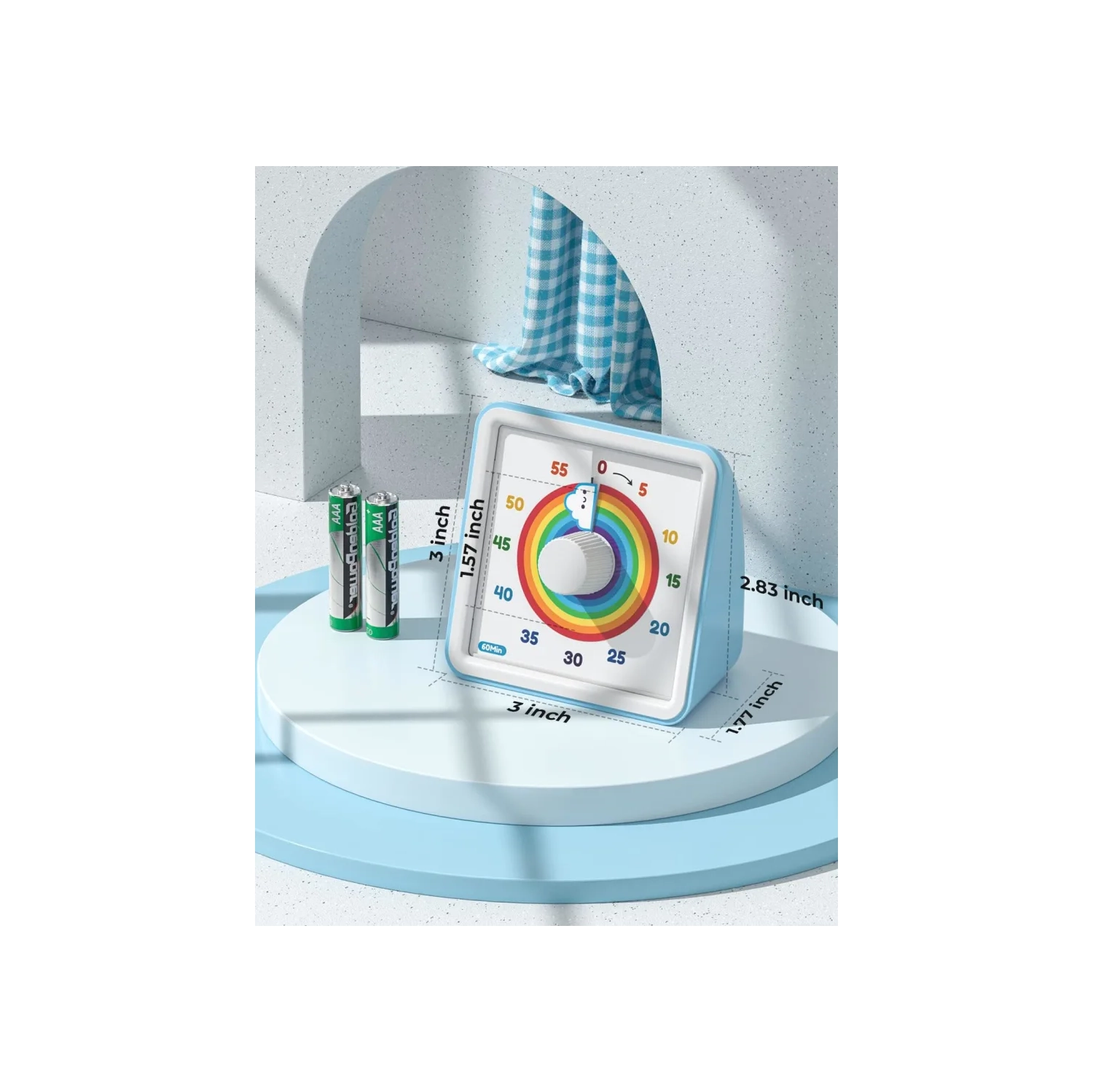 Minuterie visuelle bleue : Horloge de compte à rebours silencieuse de 60 minutes pour les enfants avec autisme, enseignants, réunions en classe et