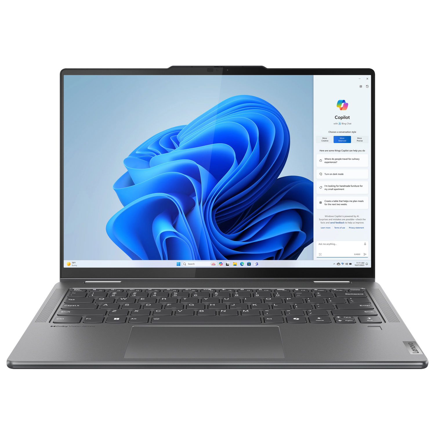 Portable 2-en-1 à écran tactile de 14 po Yoga 7i de Lenovo - Gris tempête