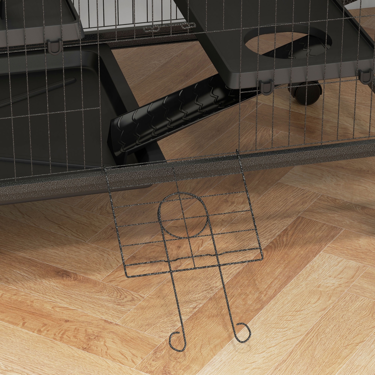 PawHut 50"H 5-Tier Chinchilla Ferret Guinea Pig Cat Cage, Metal Deluxe Animal Critter Nation Cage for Kitten Rabbit, Small Pet House w/ Hammock