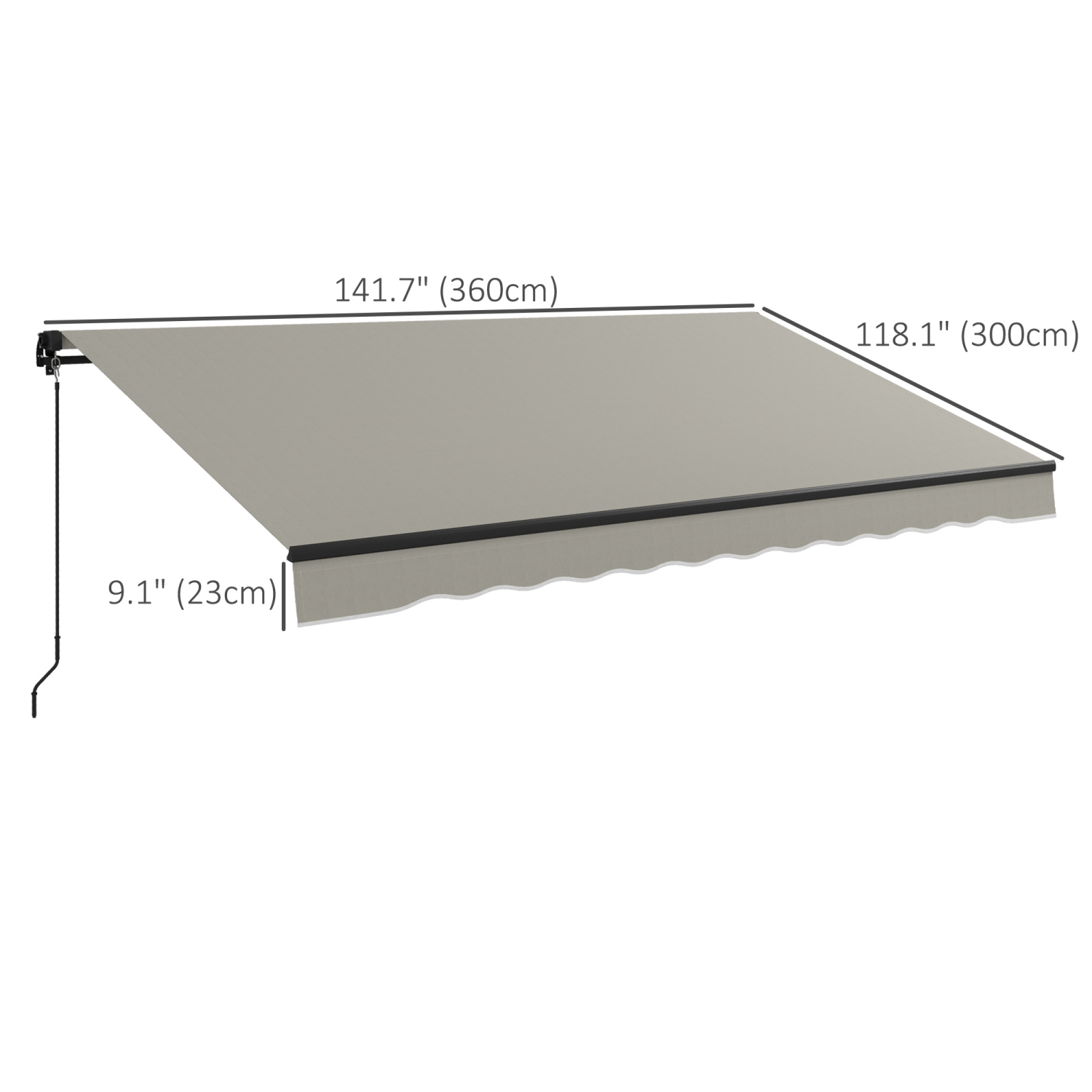 Outsunny&nbsp;12' x 10' Retractable Awning, Patio Awning Sunshade Shelter with Manual Crank Handle, 280gsm UV Resistant Fabric and Aluminum Frame,