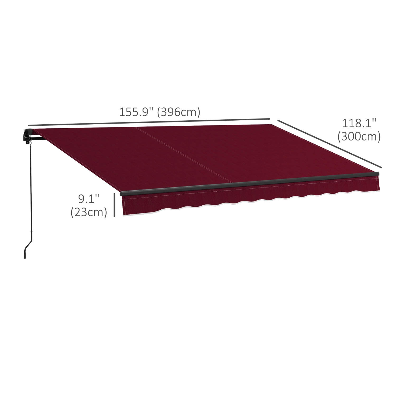 Outsunny&nbsp;13' x 10' Retractable Awning, Patio Awning Sunshade Shelter with Manual Crank Handle, 280gsm UV Resistant Fabric and Aluminum Frame,