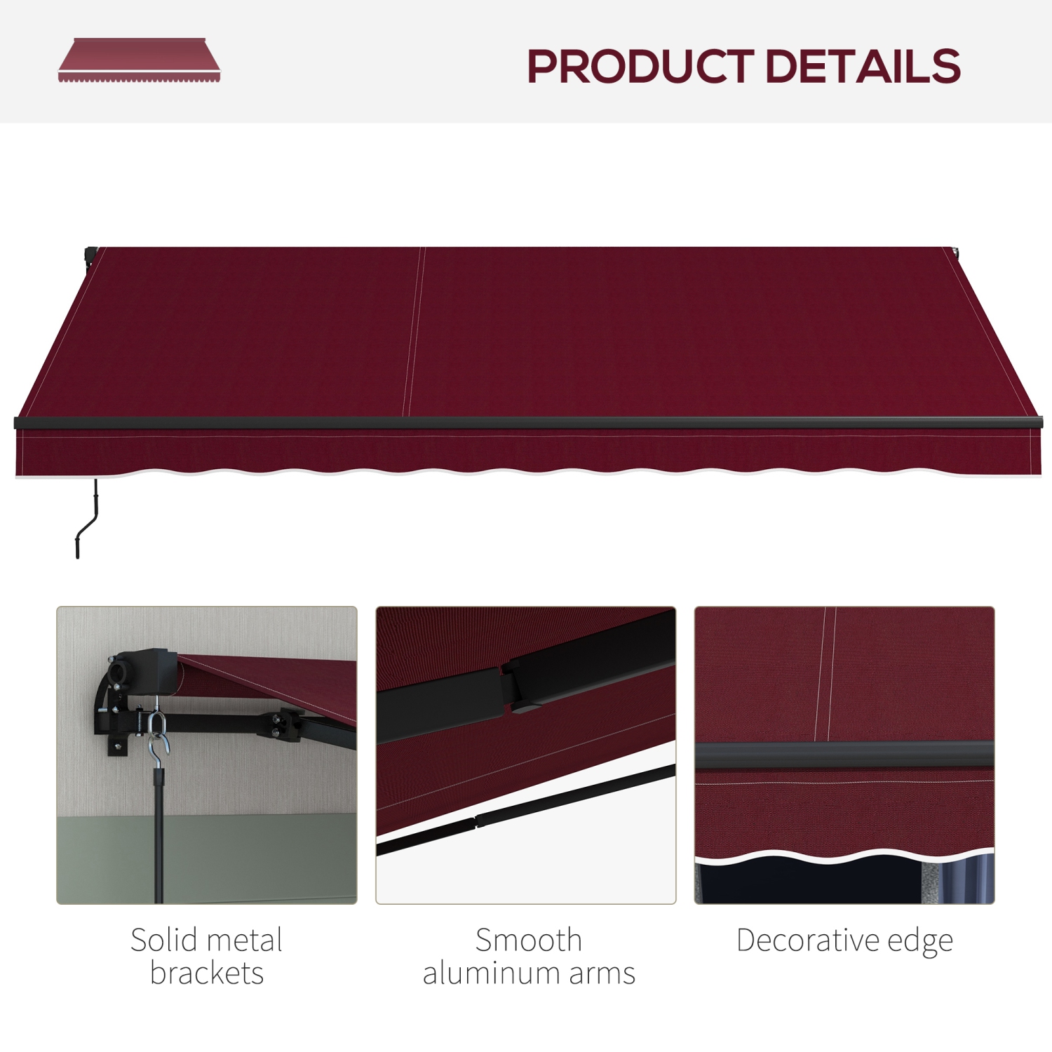 Outsunny&nbsp;13' x 10' Retractable Awning, Patio Awning Sunshade Shelter with Manual Crank Handle, 280gsm UV Resistant Fabric and Aluminum Frame,