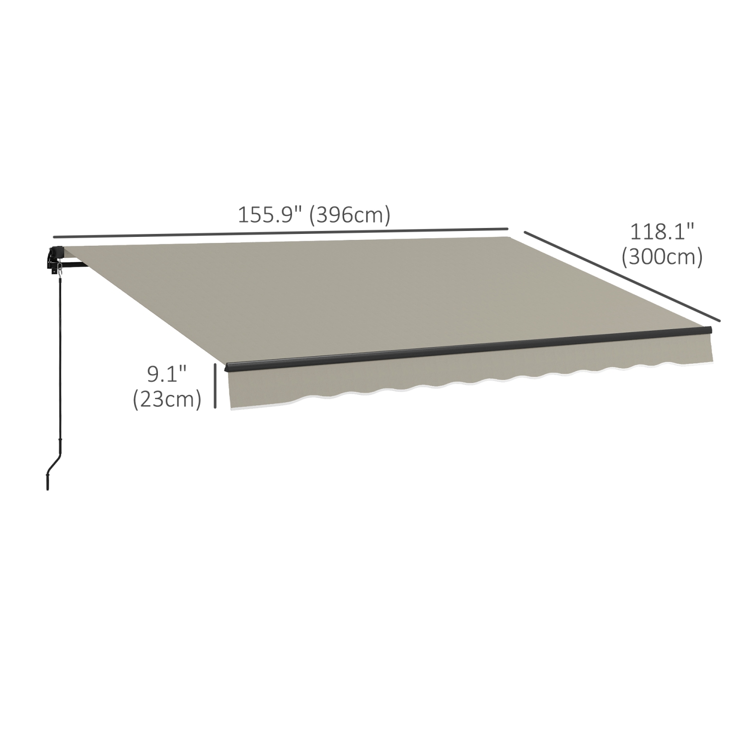 Outsunny&nbsp;13' x 10' Retractable Awning, Patio Awning Sunshade Shelter with Manual Crank Handle, 280gsm UV Resistant Fabric and Aluminum Frame,