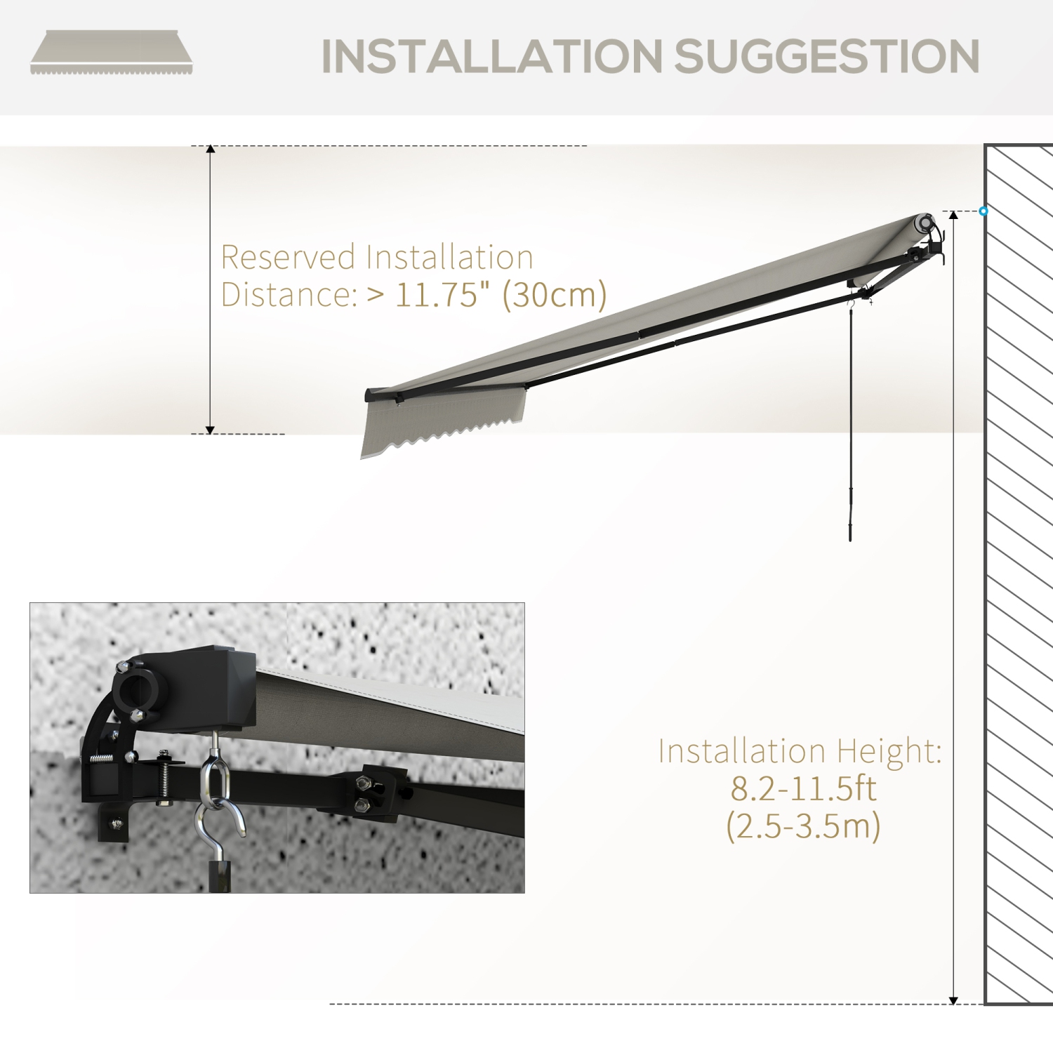 Outsunny&nbsp;13' x 10' Retractable Awning, Patio Awning Sunshade Shelter with Manual Crank Handle, 280gsm UV Resistant Fabric and Aluminum Frame,