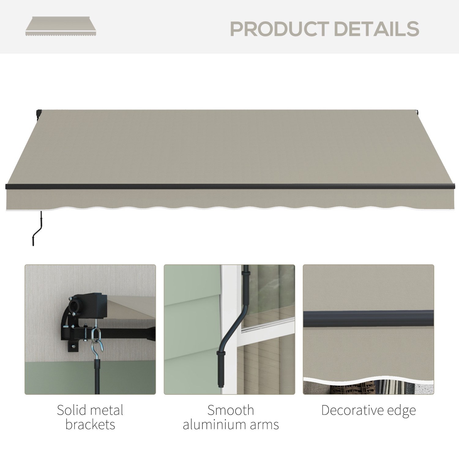 Outsunny&nbsp;13' x 10' Retractable Awning, Patio Awning Sunshade Shelter with Manual Crank Handle, 280gsm UV Resistant Fabric and Aluminum Frame,