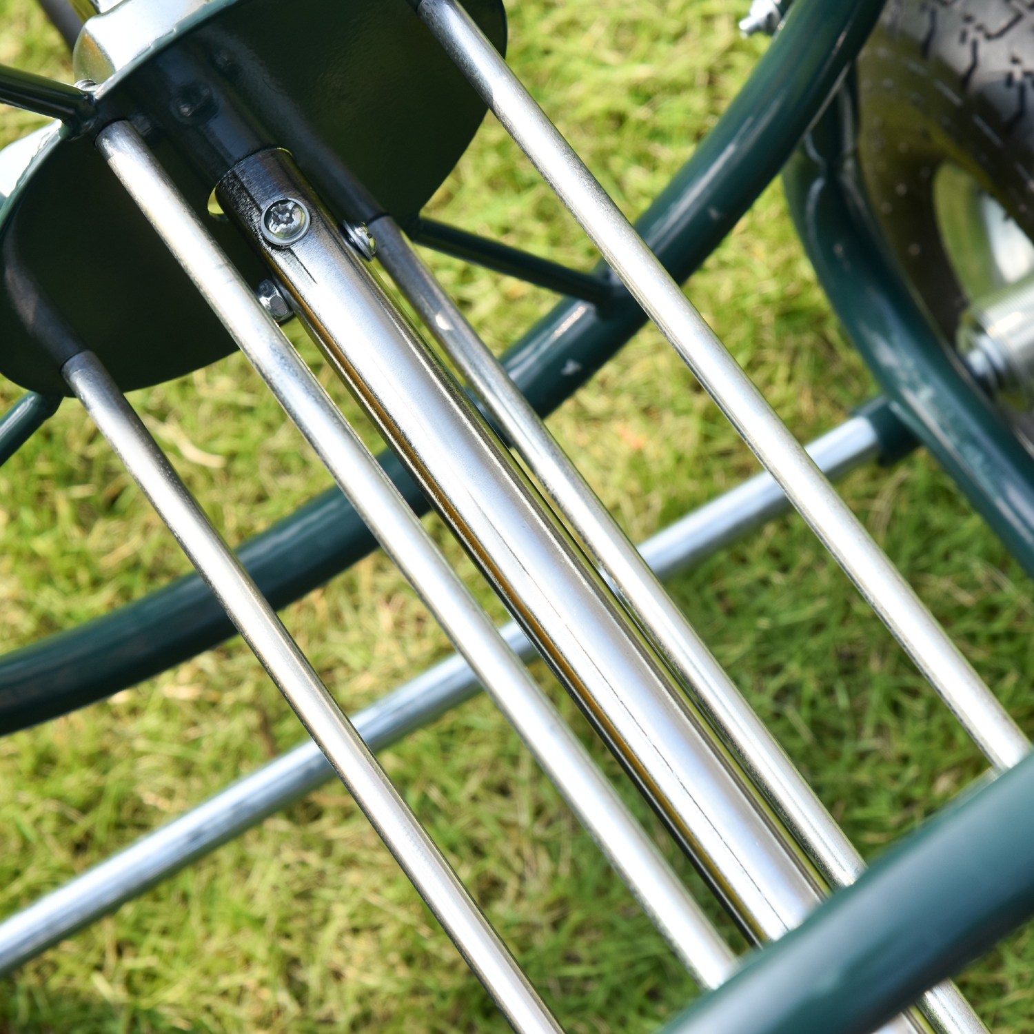 Outsunny Garden Hose Reel Cart, Portable Hose Organizer with Hose Guide System, Hold Up to 300 ft of 5/8" Hose, 4 Wide Wheels & Storage Basket for