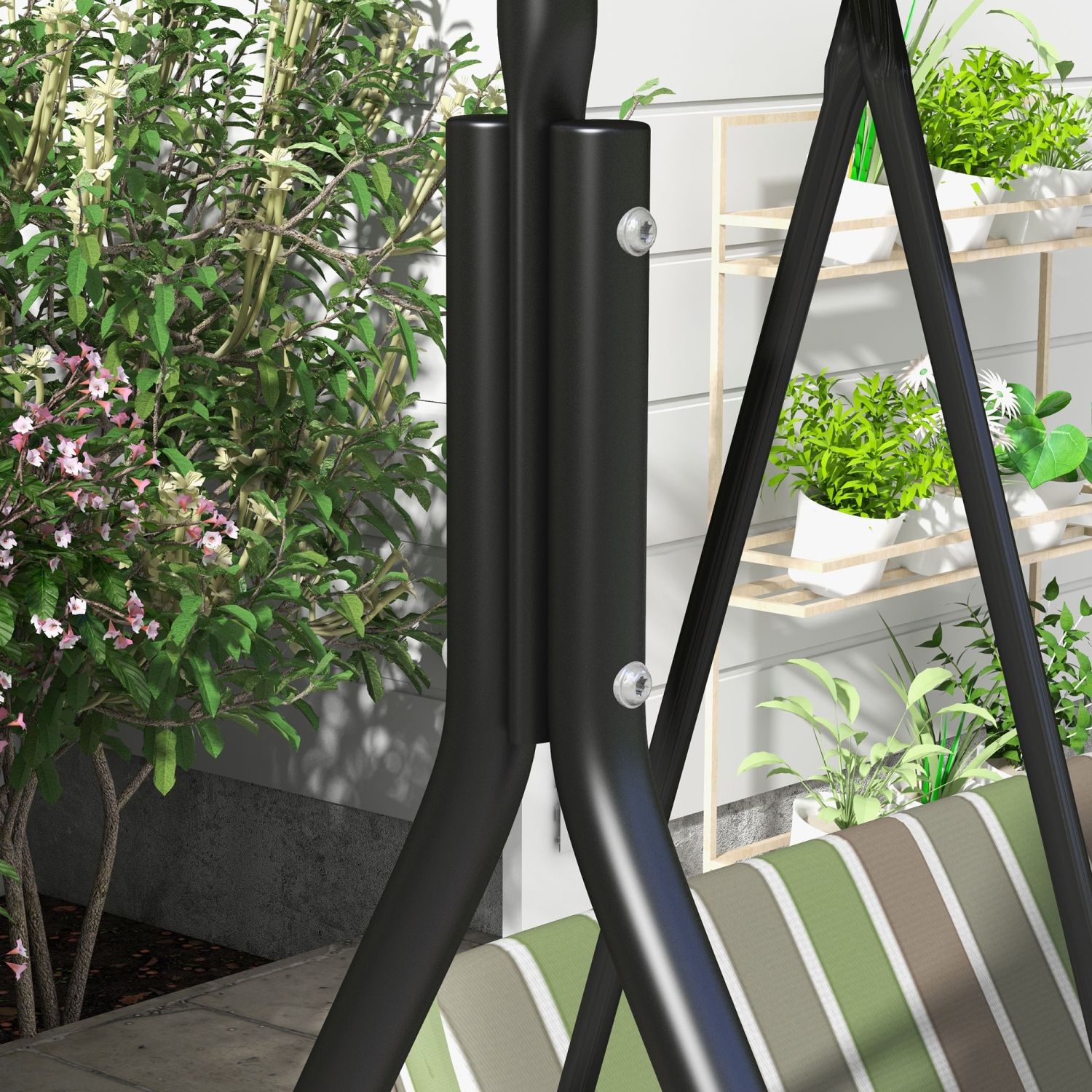 Outsunny 3-Seat Patio Swing Chair, Outdoor Porch Swing Glider with Adjustable Canopy, Removable Cushion, and Weather Resistant Steel Frame, for