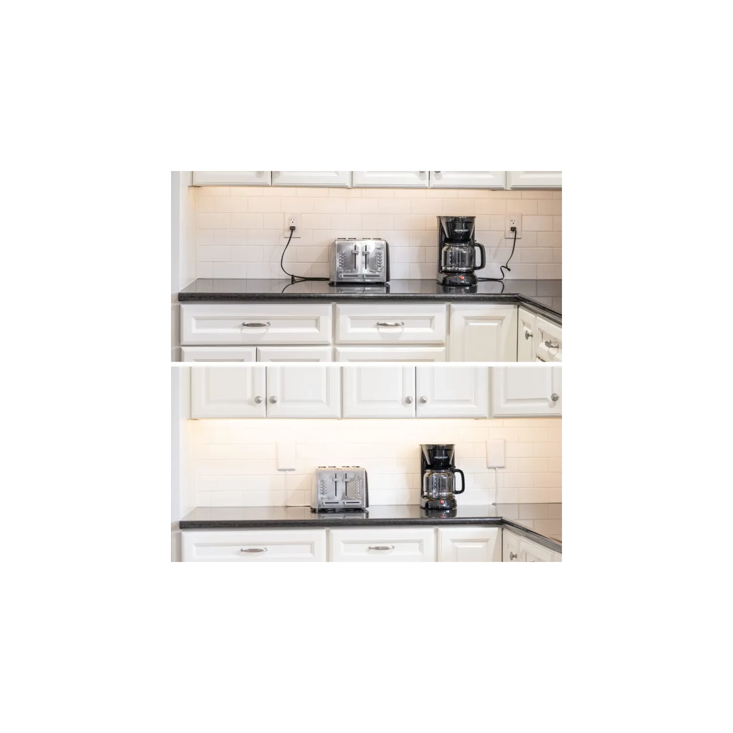 Ultra-Thin Outlet Concealer with Cord Kit - 3 Outlet, 3-Foot Cord, Universal Size, UL Certified