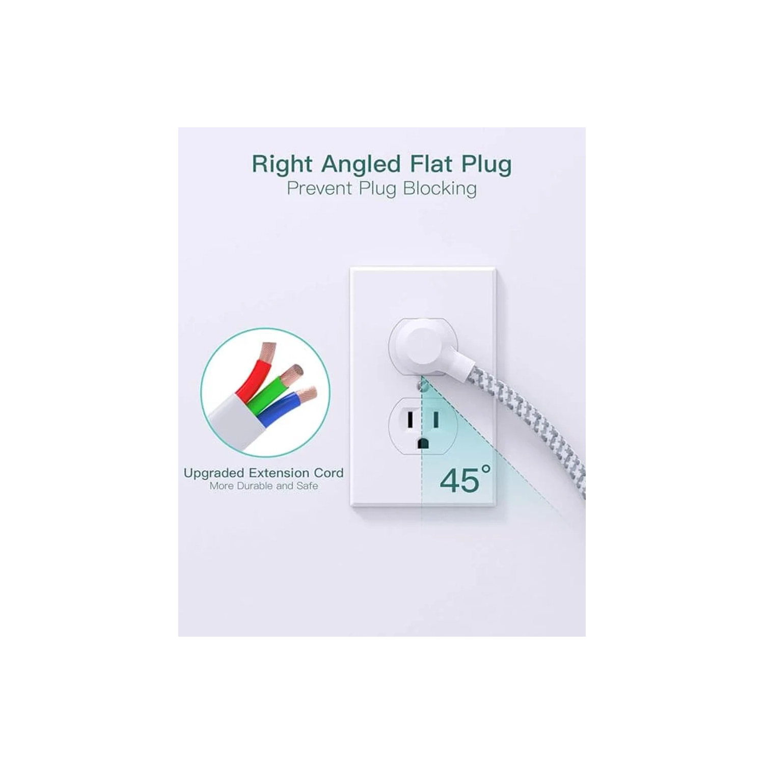 Parasurtenseur à barre d'alimentation | Rallonge de 10ft pi | 6 prises | 3 ports USB | prise plate | Protection contre les surtensions | Support