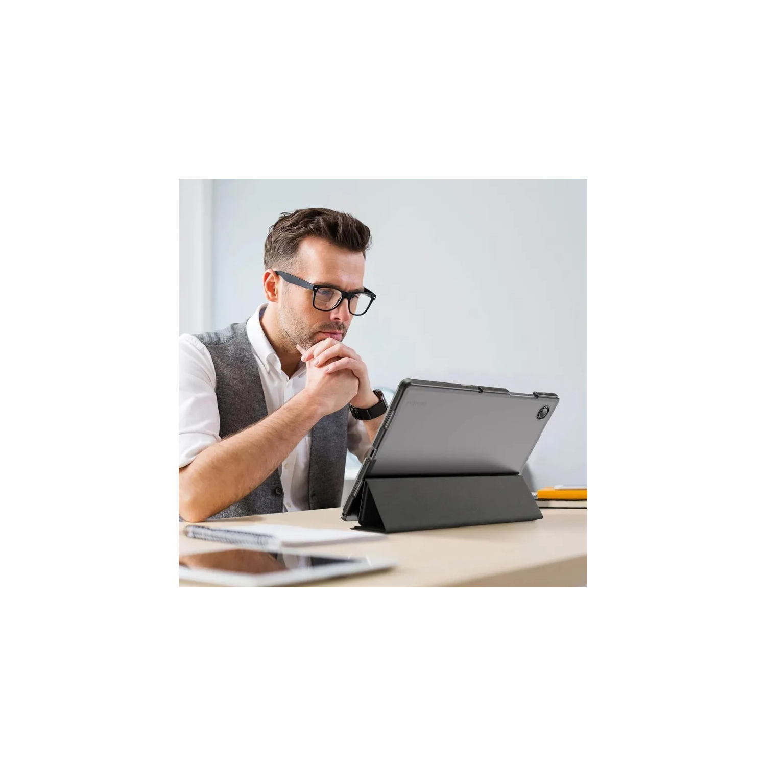 Samsung Galaxy Tab A9+ Plus Case 10.9/11 Inch 2023 with 2 Tempered Glass Screen Protectors - Translucent Tri-Fold Cover for Samsung Tab A9 Plus